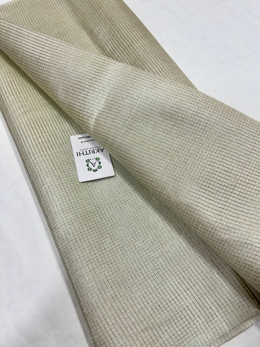 DYEABLE SILVER TISSUE CHECKS PURE TUSSAR SILK FABRIC (Copy)