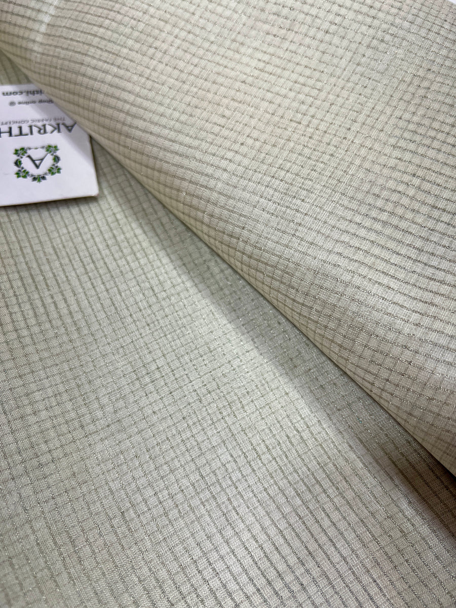 DYEABLE SILVER TISSUE CHECKS PURE TUSSAR SILK FABRIC (Copy)