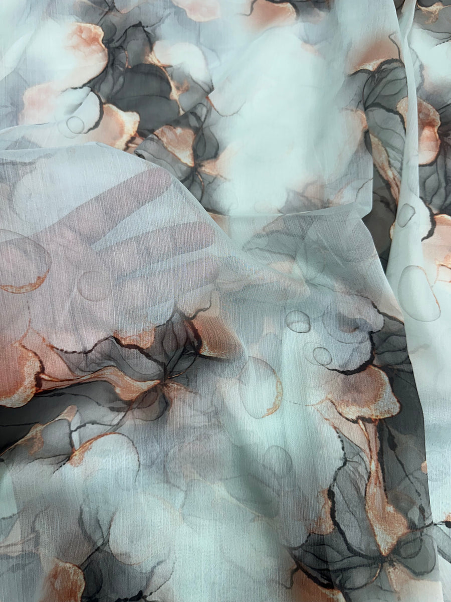 Digital floral printed chiffon fabric