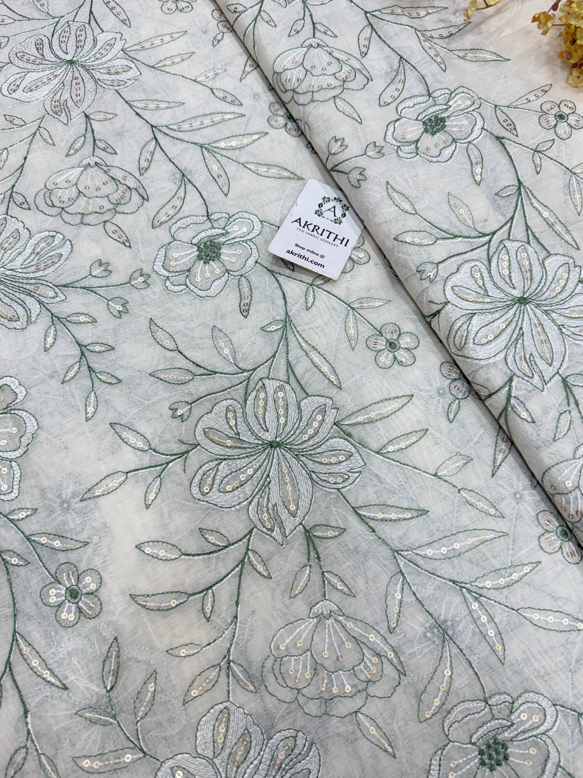 Embroidered pure Chanderi fabric