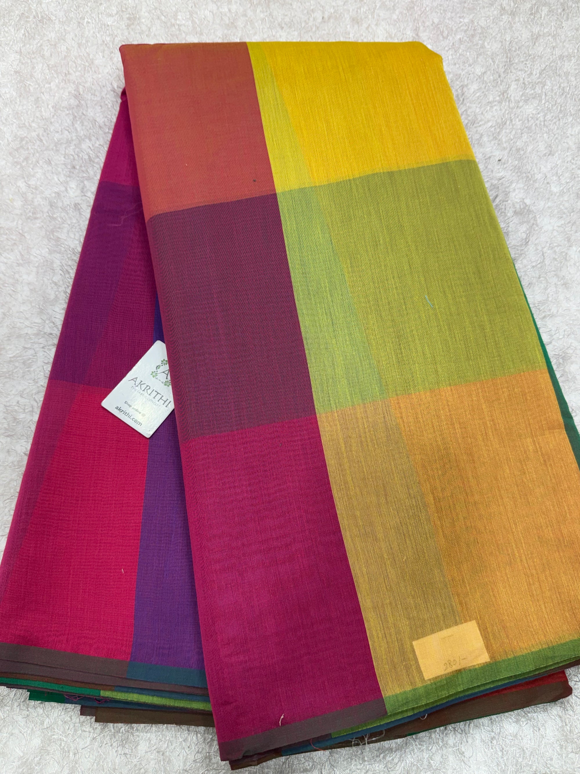 Banarasi chanderi multi checks fabric