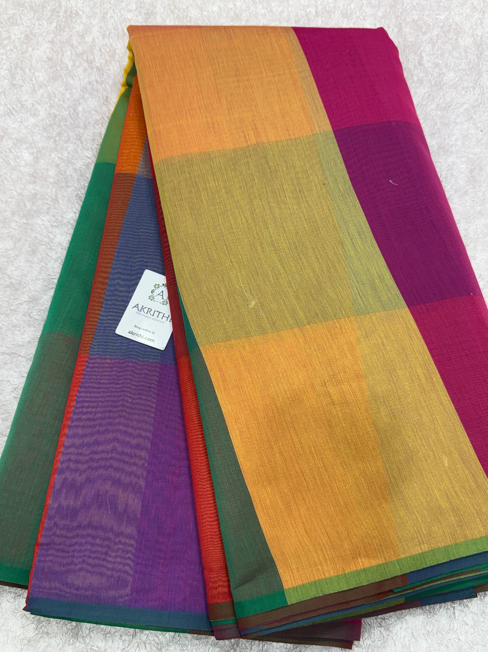 Banarasi chanderi multi checks fabric