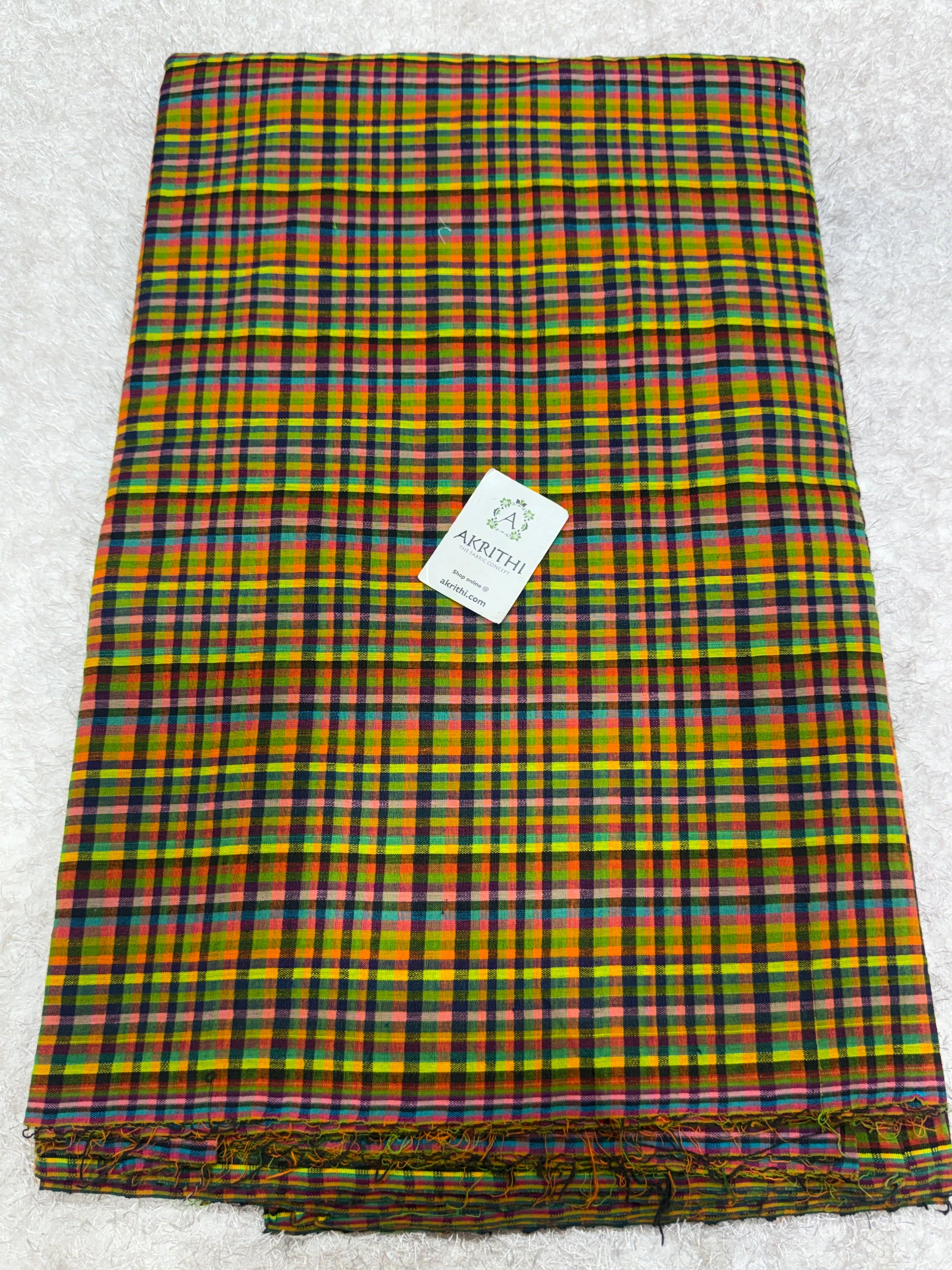 Madras checks pure cotton fabric