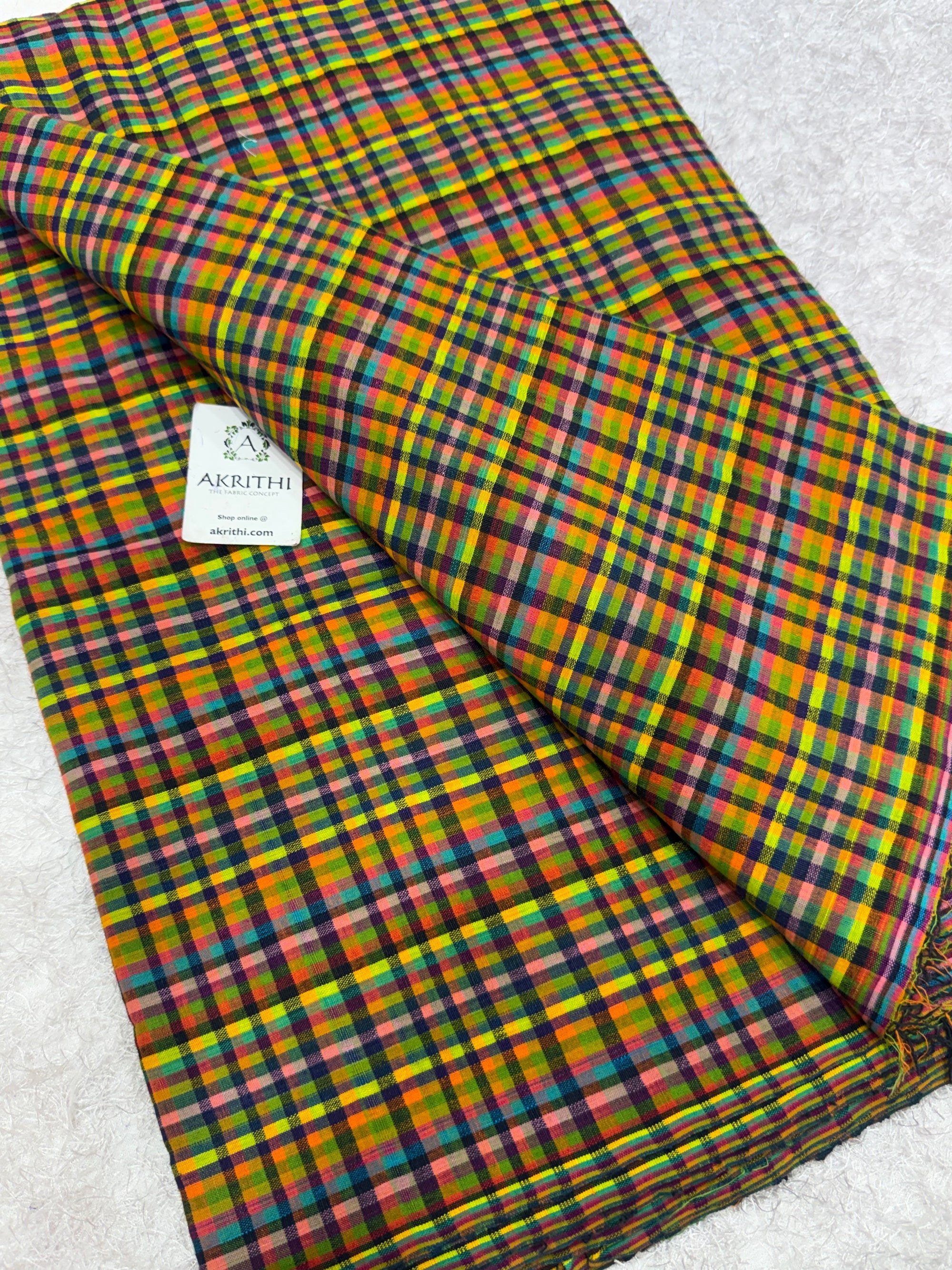 Madras checks pure cotton fabric