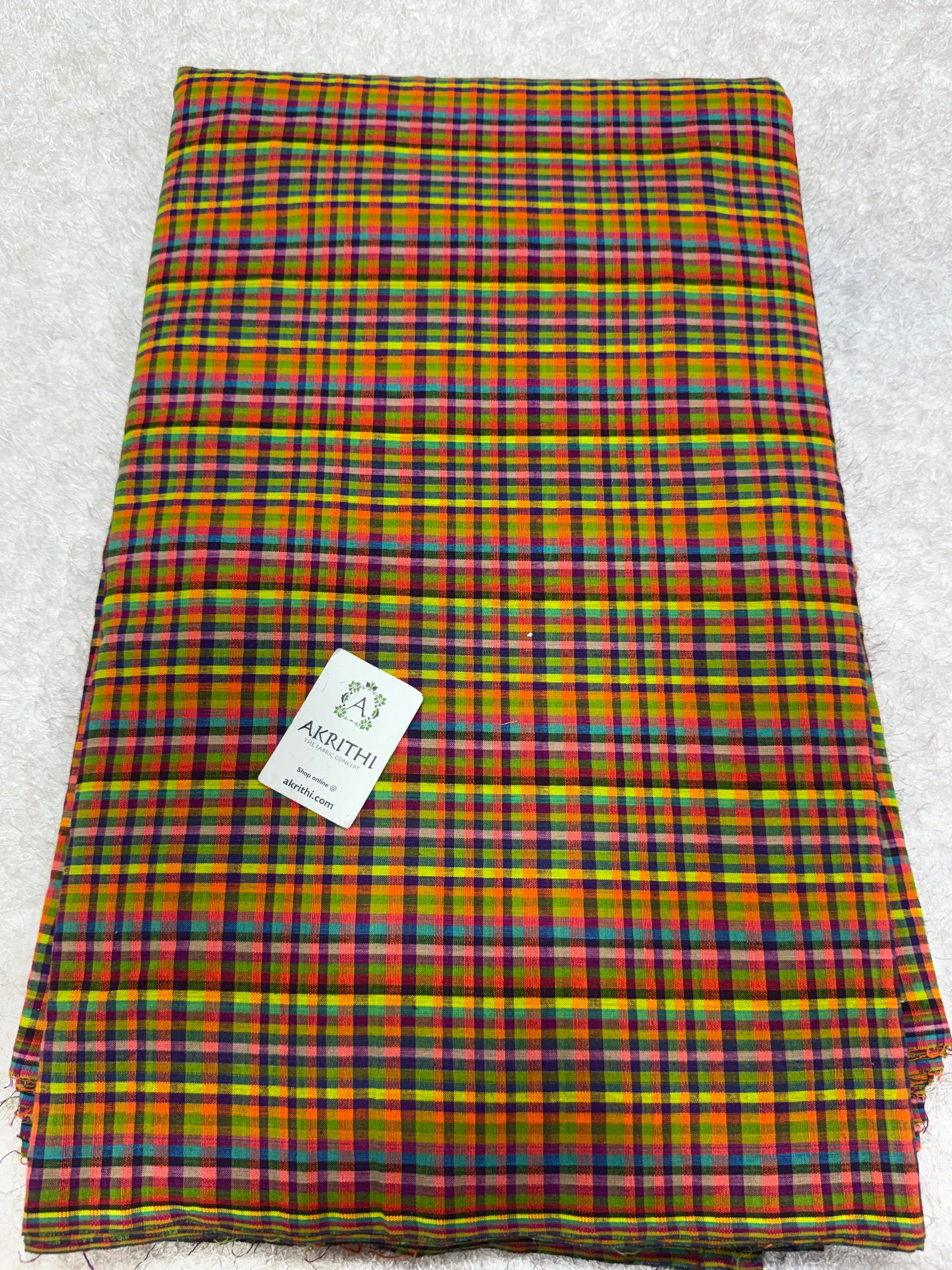 Madras checks pure cotton fabric