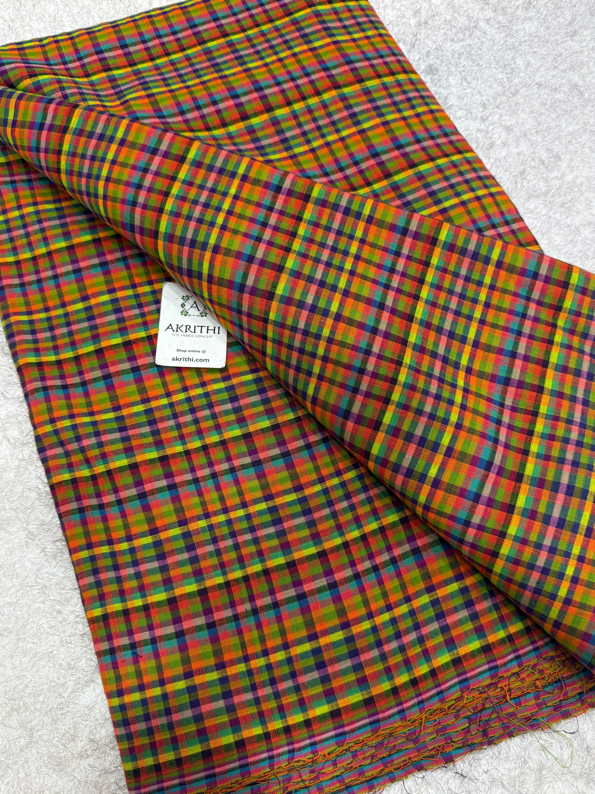 Madras checks pure cotton fabric