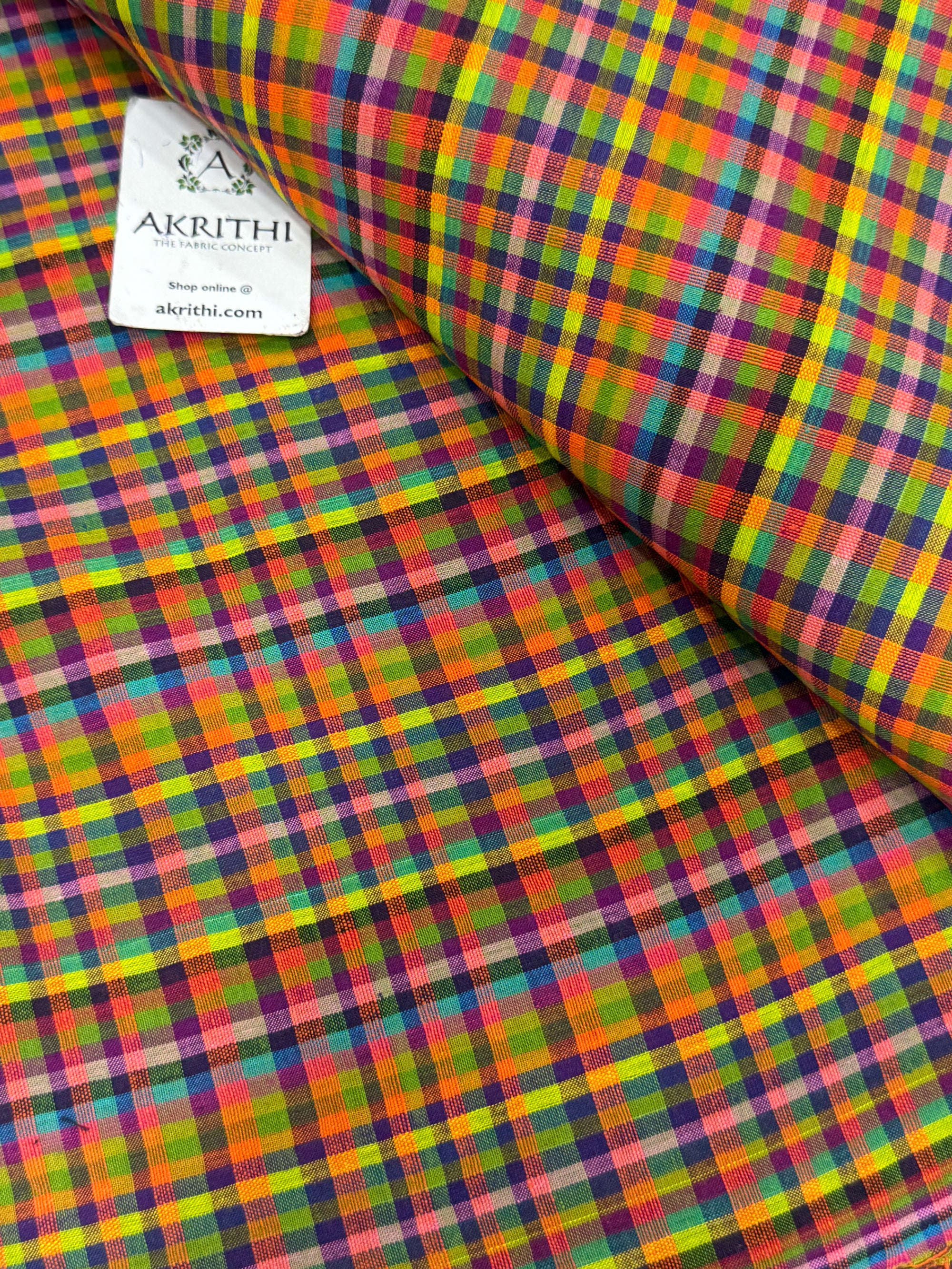 Madras checks pure cotton fabric