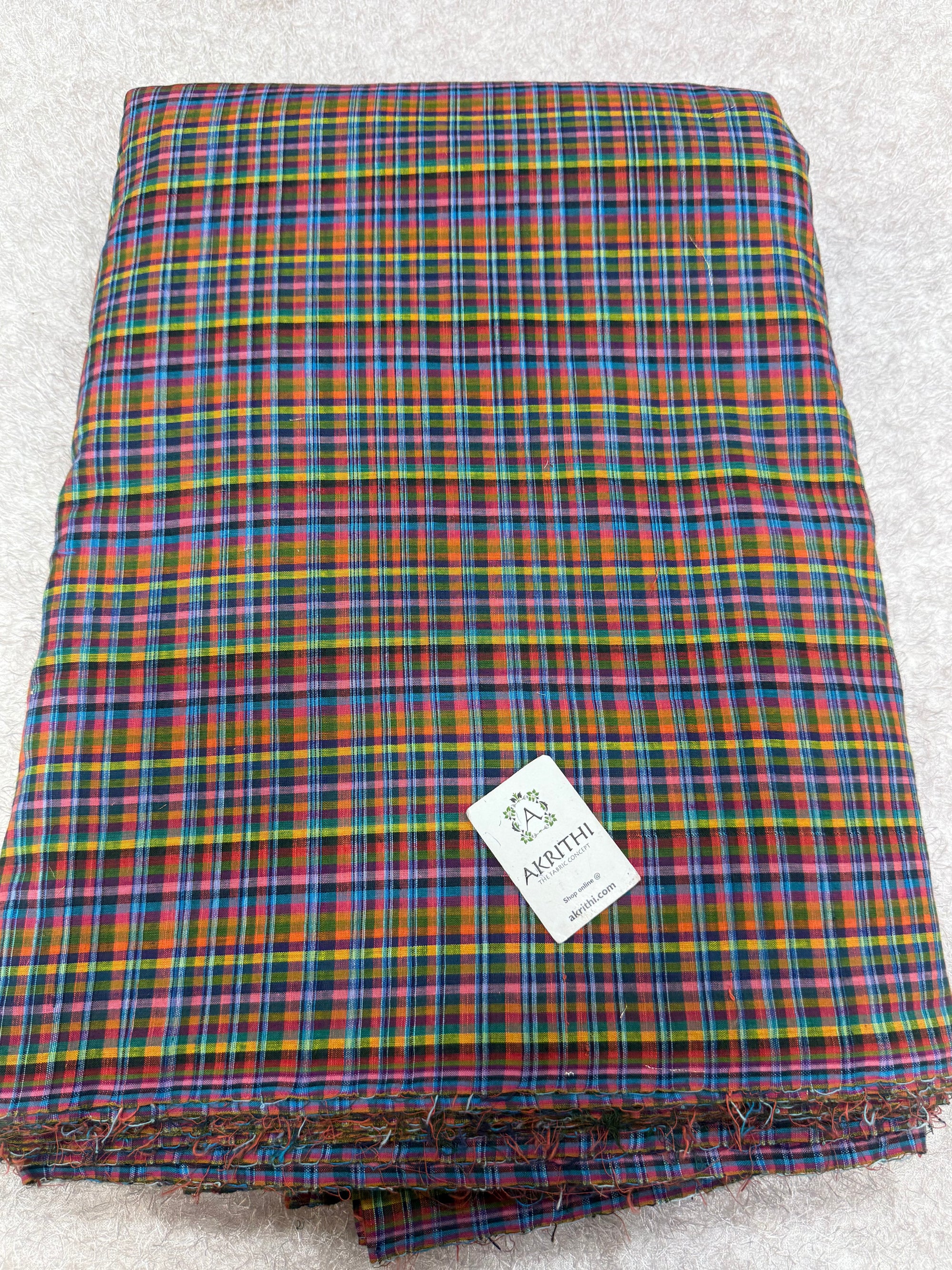 Madras checks pure cotton fabric