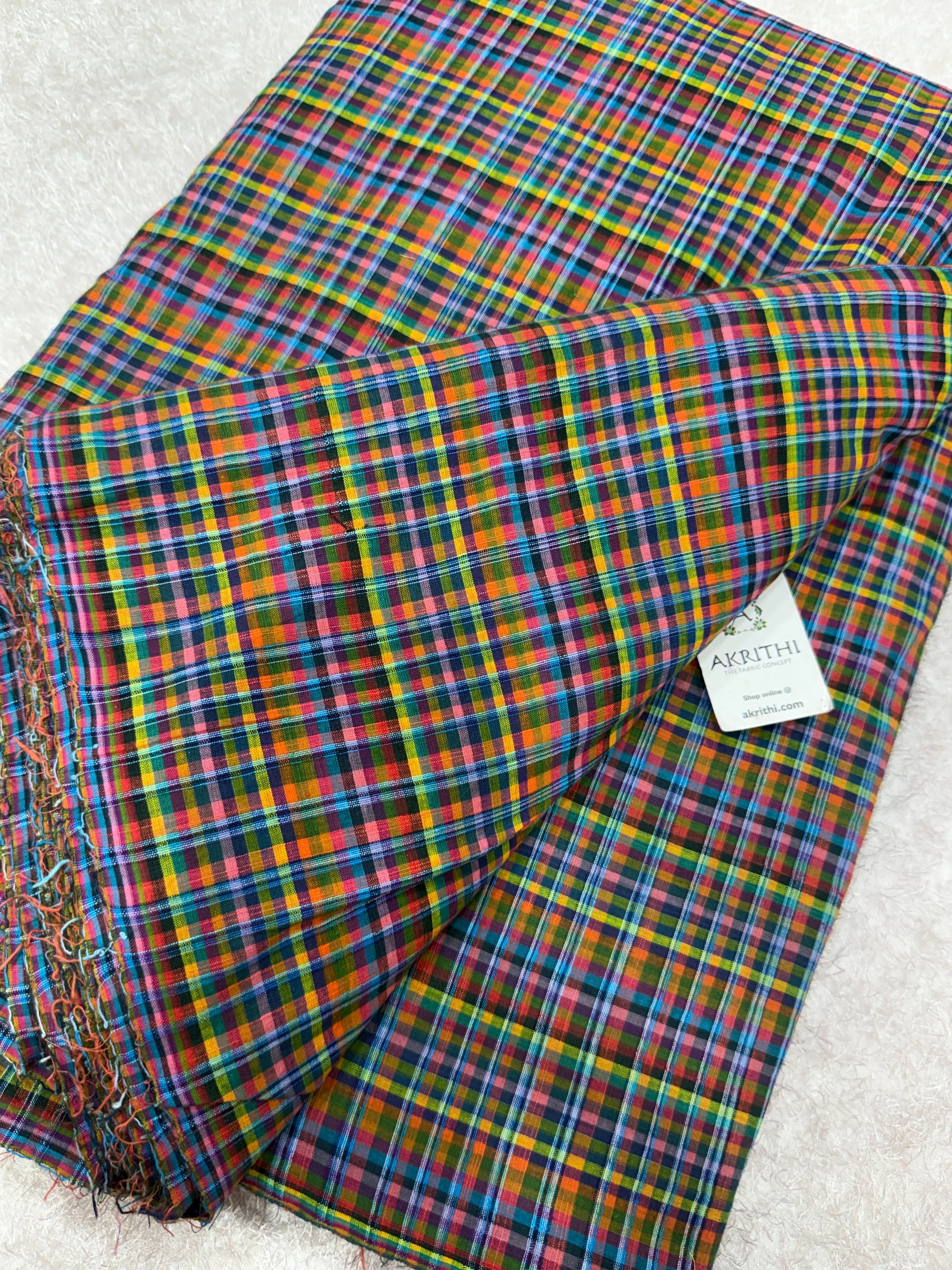 Madras checks pure cotton fabric