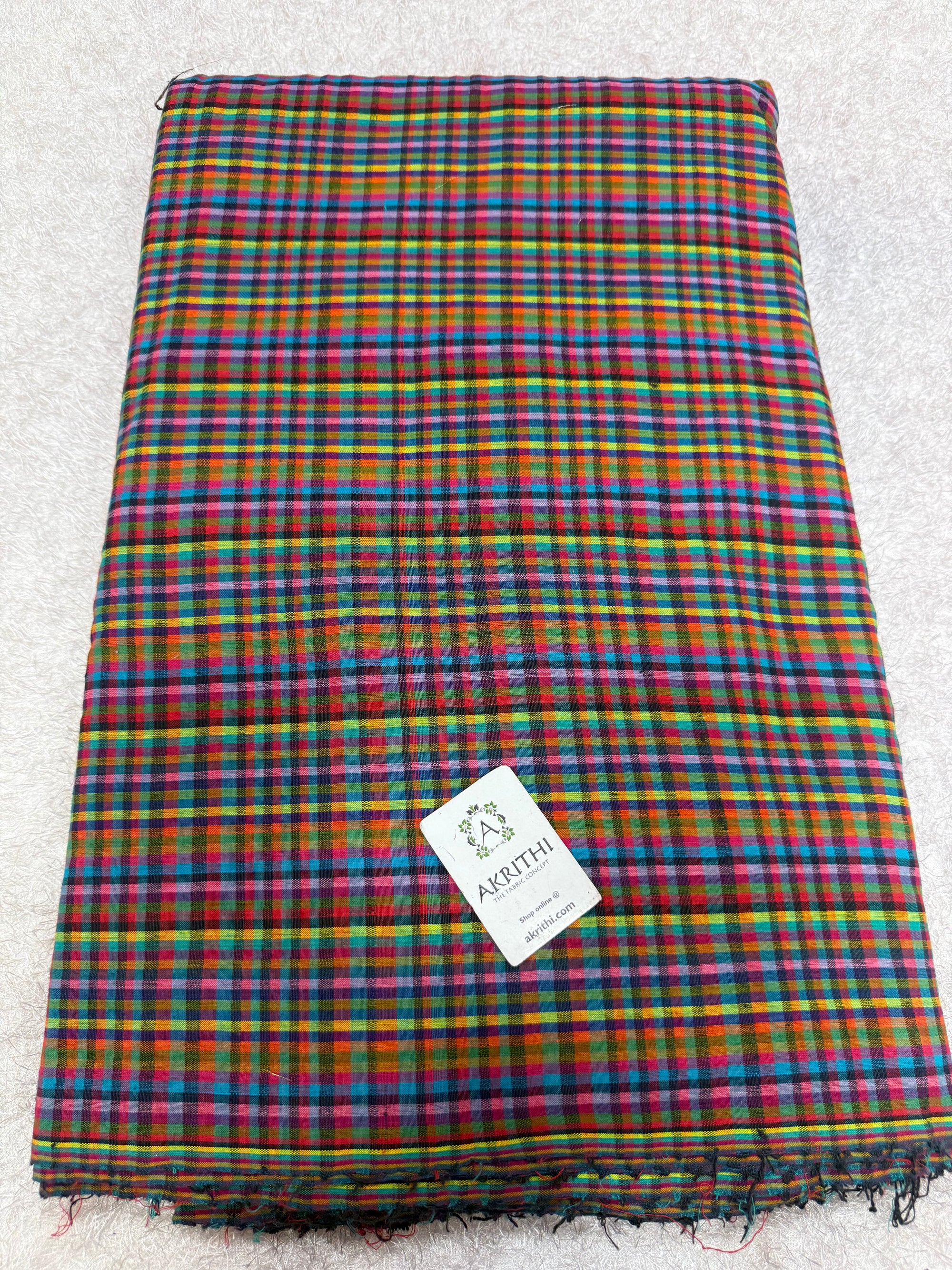 Madras checks pure cotton fabric