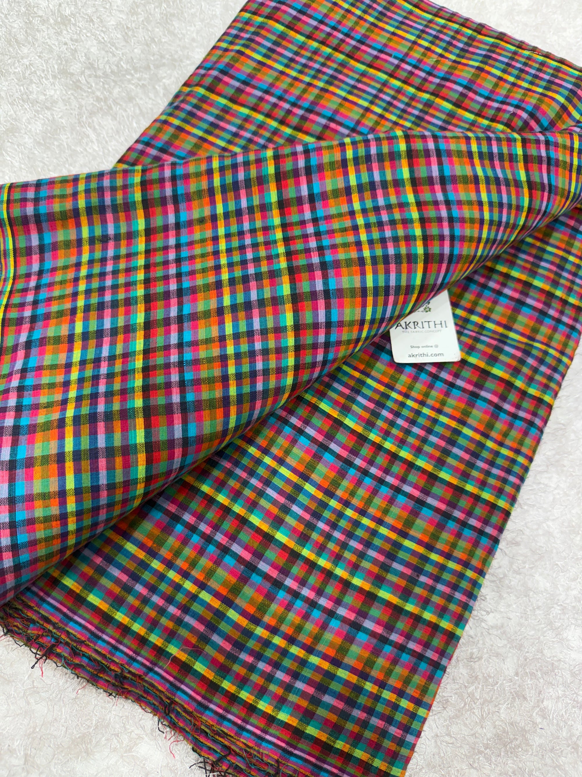 Madras checks pure cotton fabric