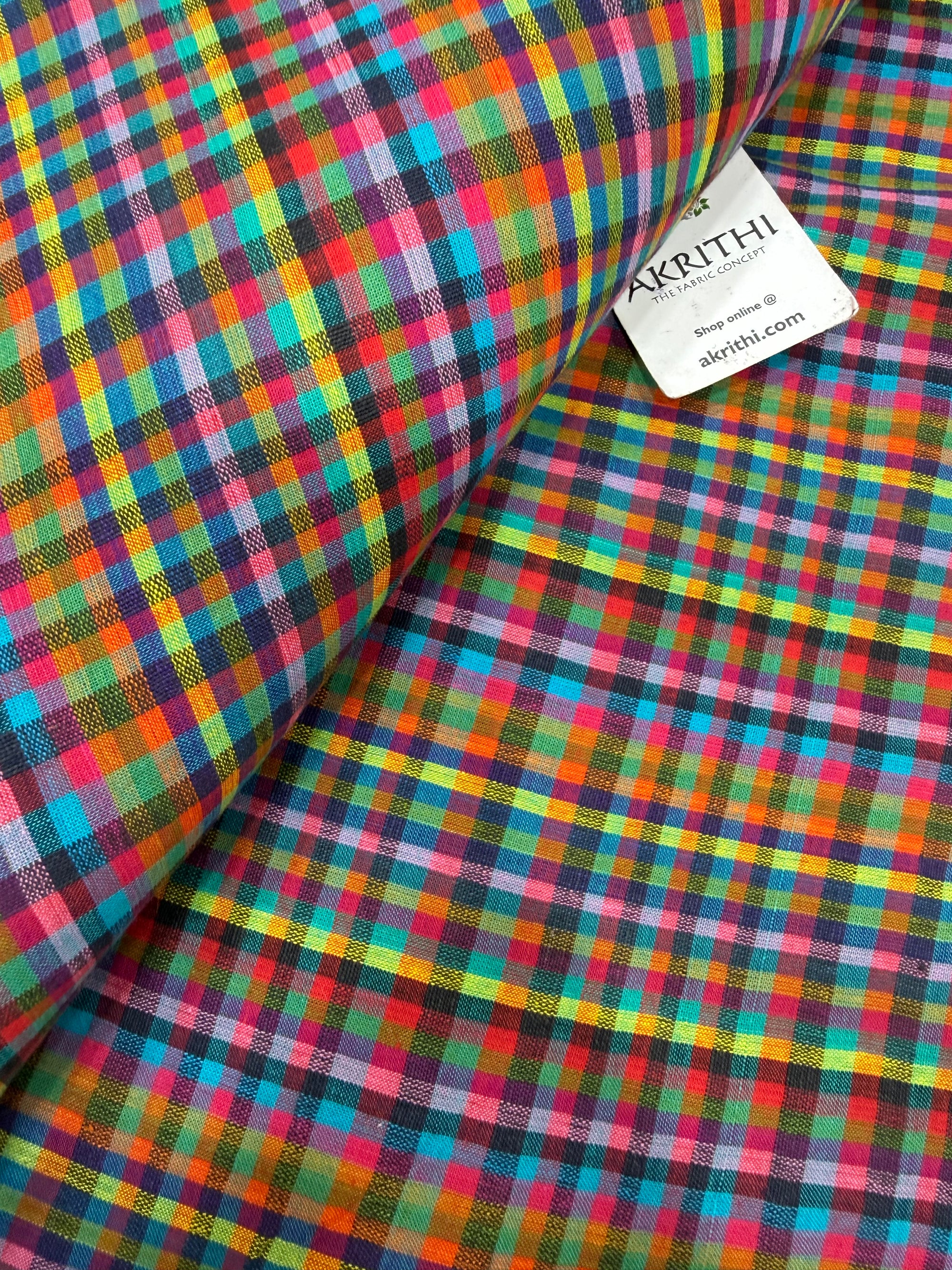Madras checks pure cotton fabric