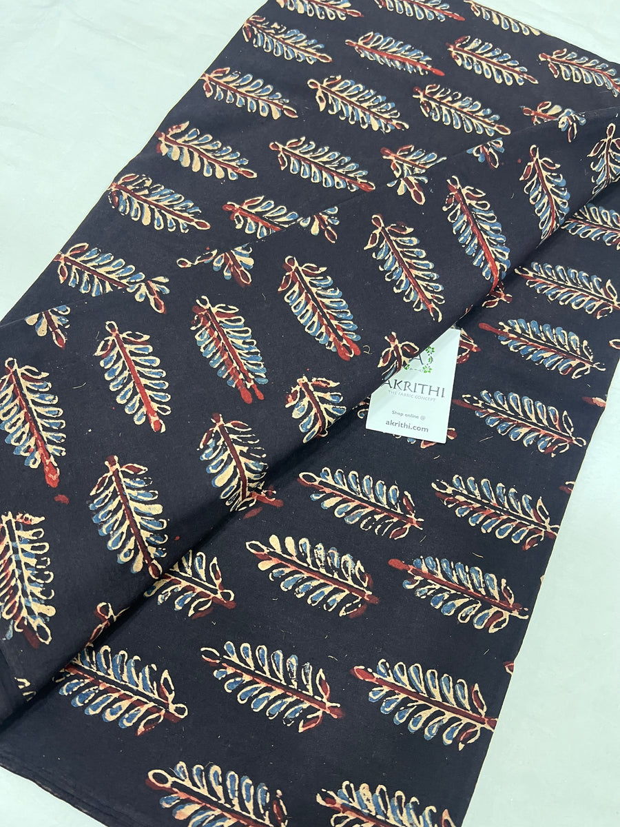 Ajrakh hand block printed pure cotton fabric