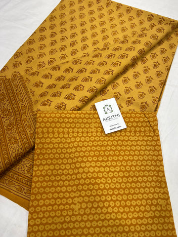 Block printed pure mul cotton saree