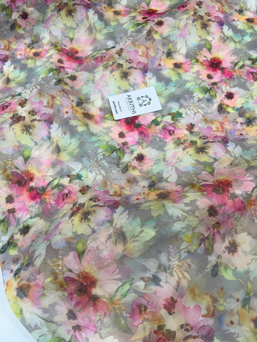 Digital floral Printed organza fabric