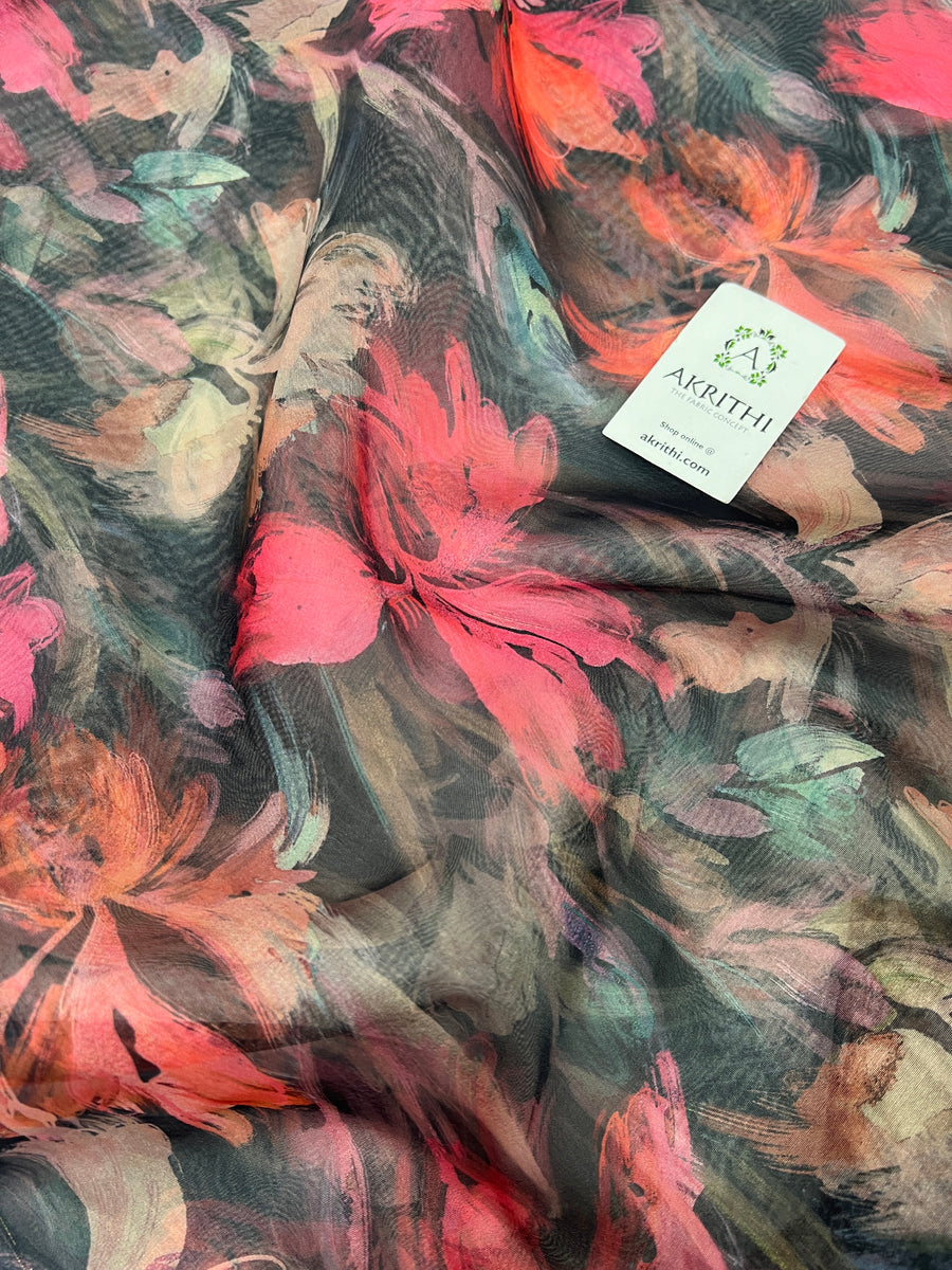 Digital floral Printed organza fabric