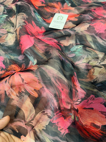 Digital floral Printed organza fabric