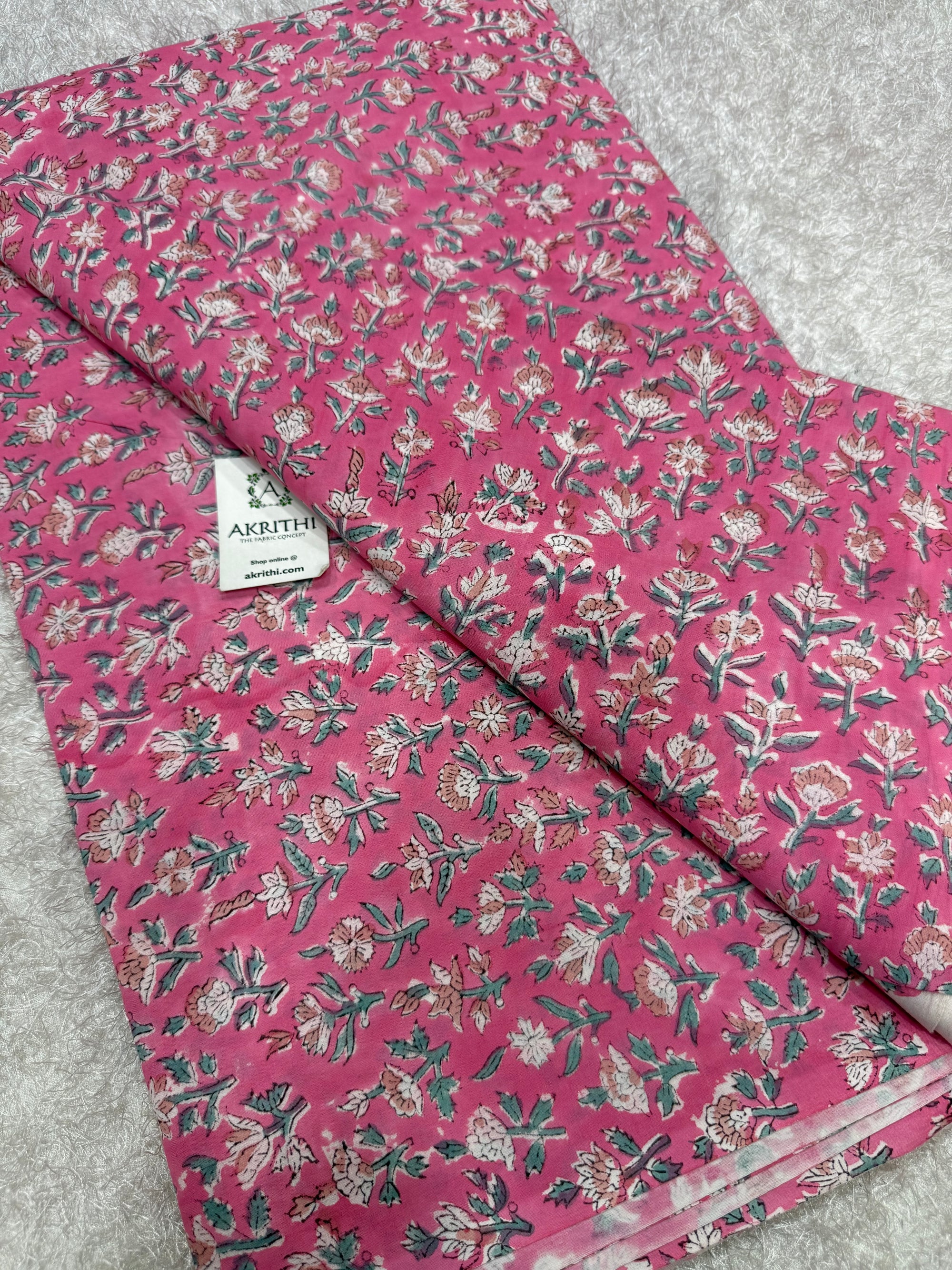 Hand block pure cotton fabric