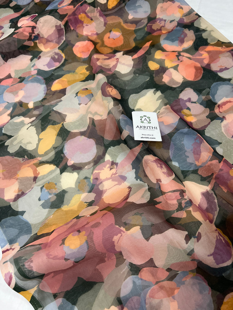 Digital floral Printed organza fabric