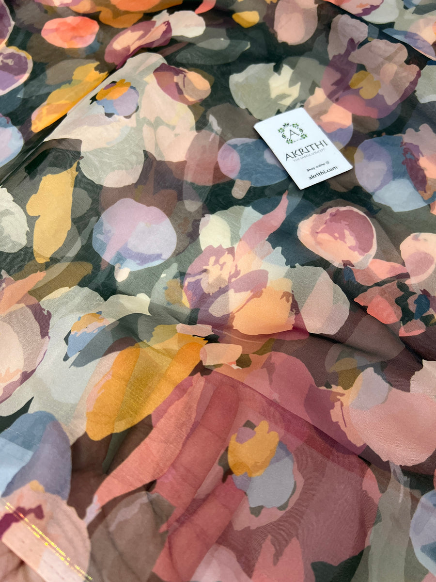 Digital floral Printed organza fabric