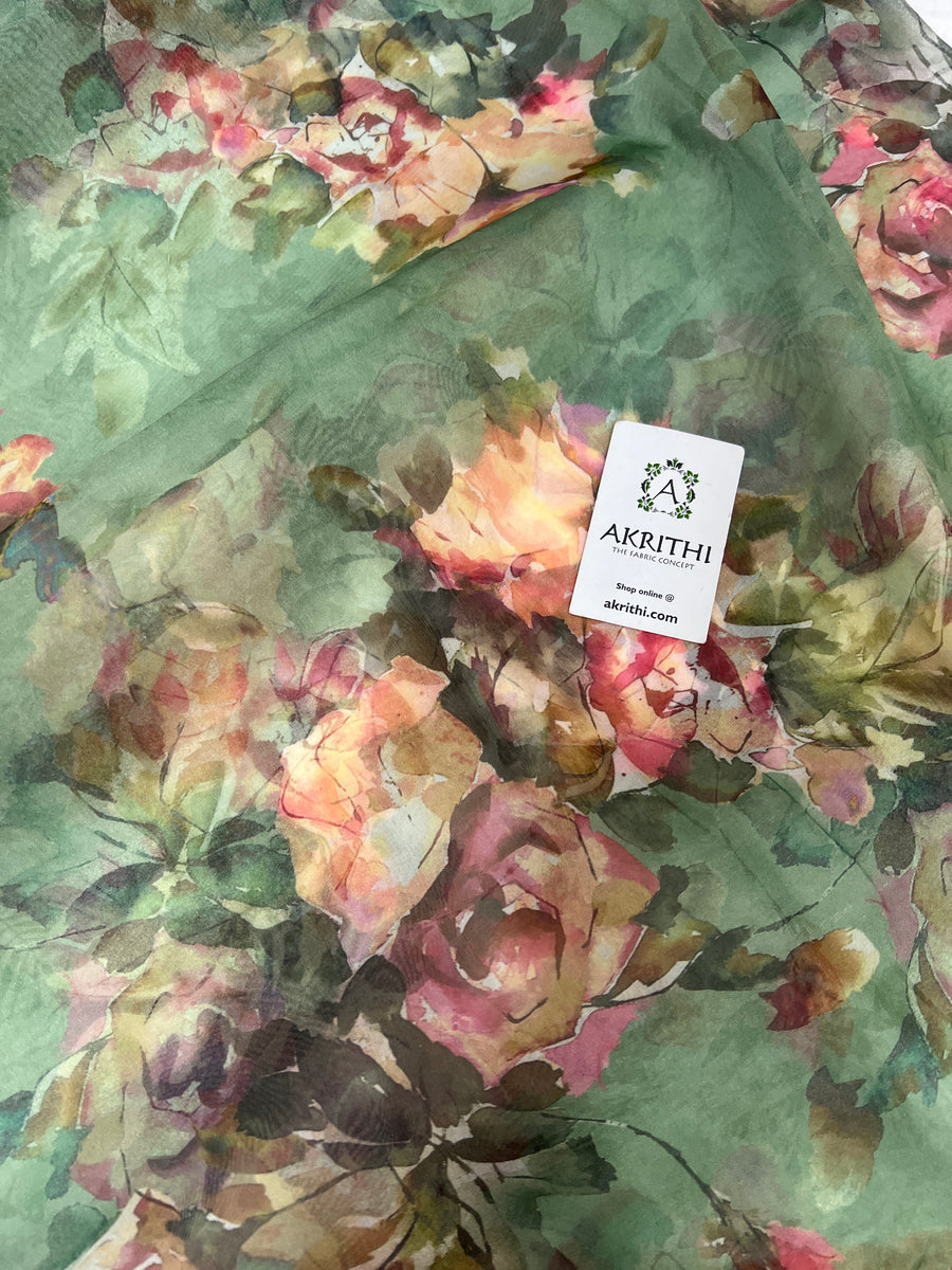 Digital floral Printed organza fabric