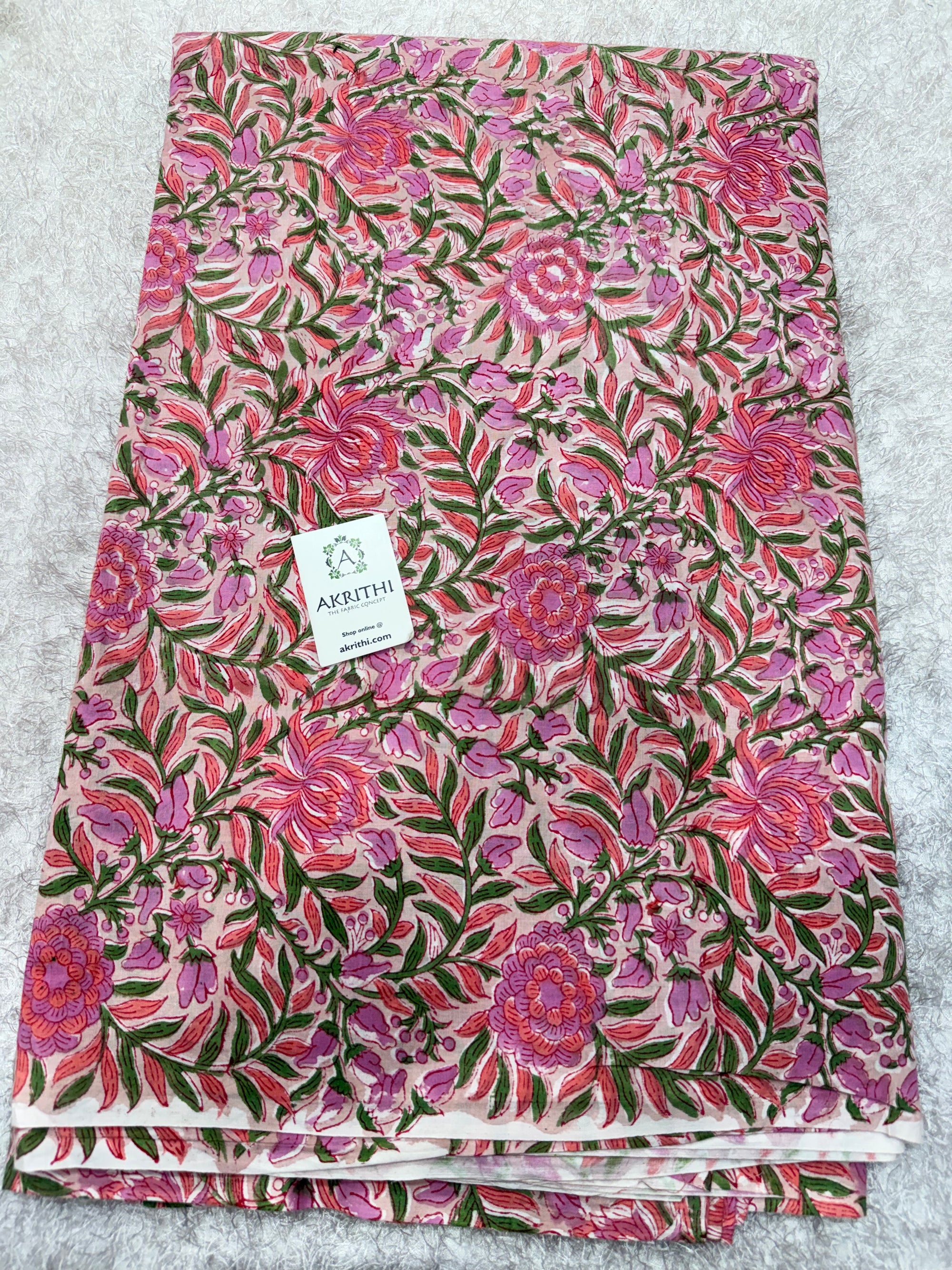 Hand block pure cotton fabric