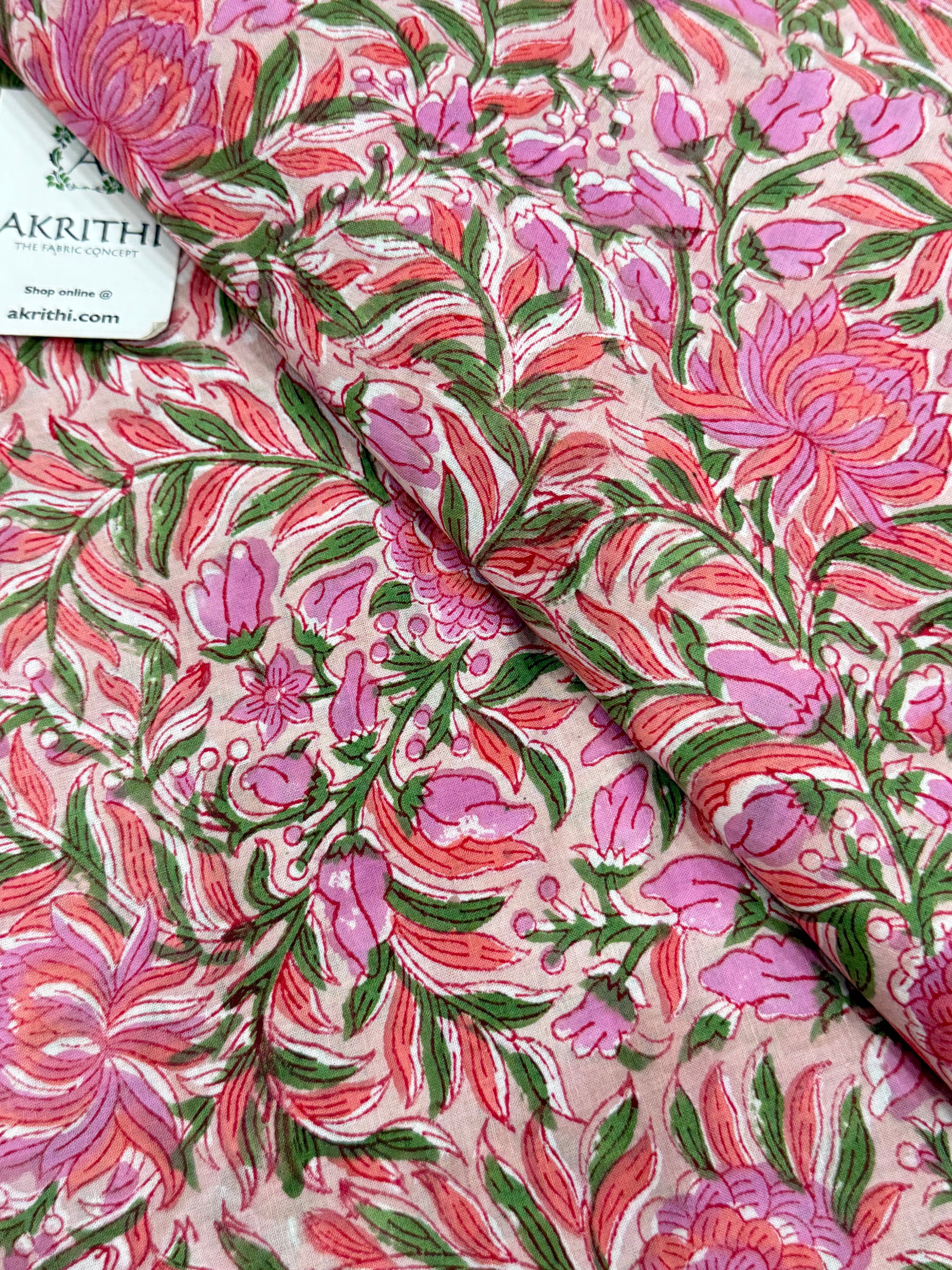Hand block pure cotton fabric
