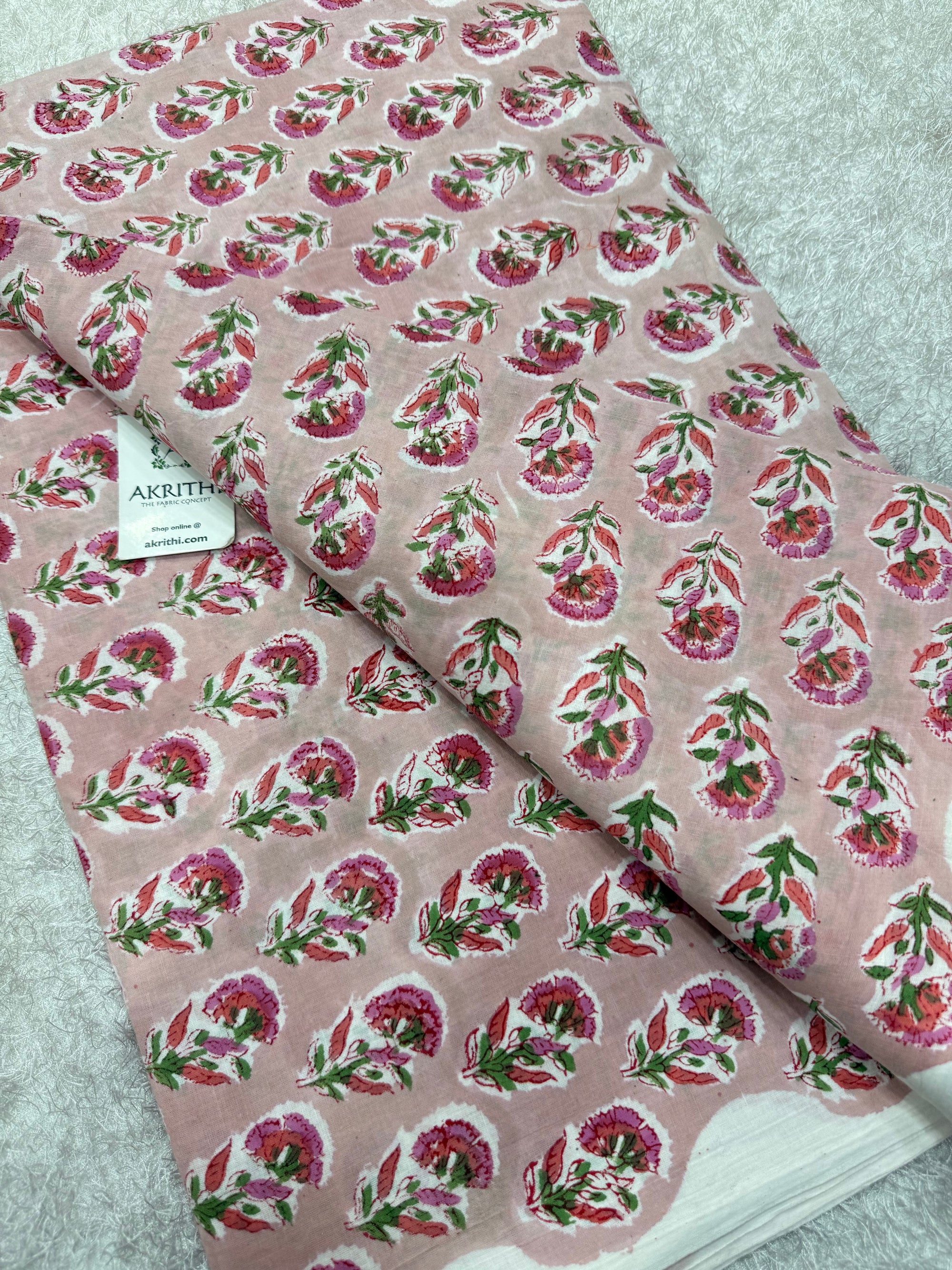 Hand block pure cotton fabric