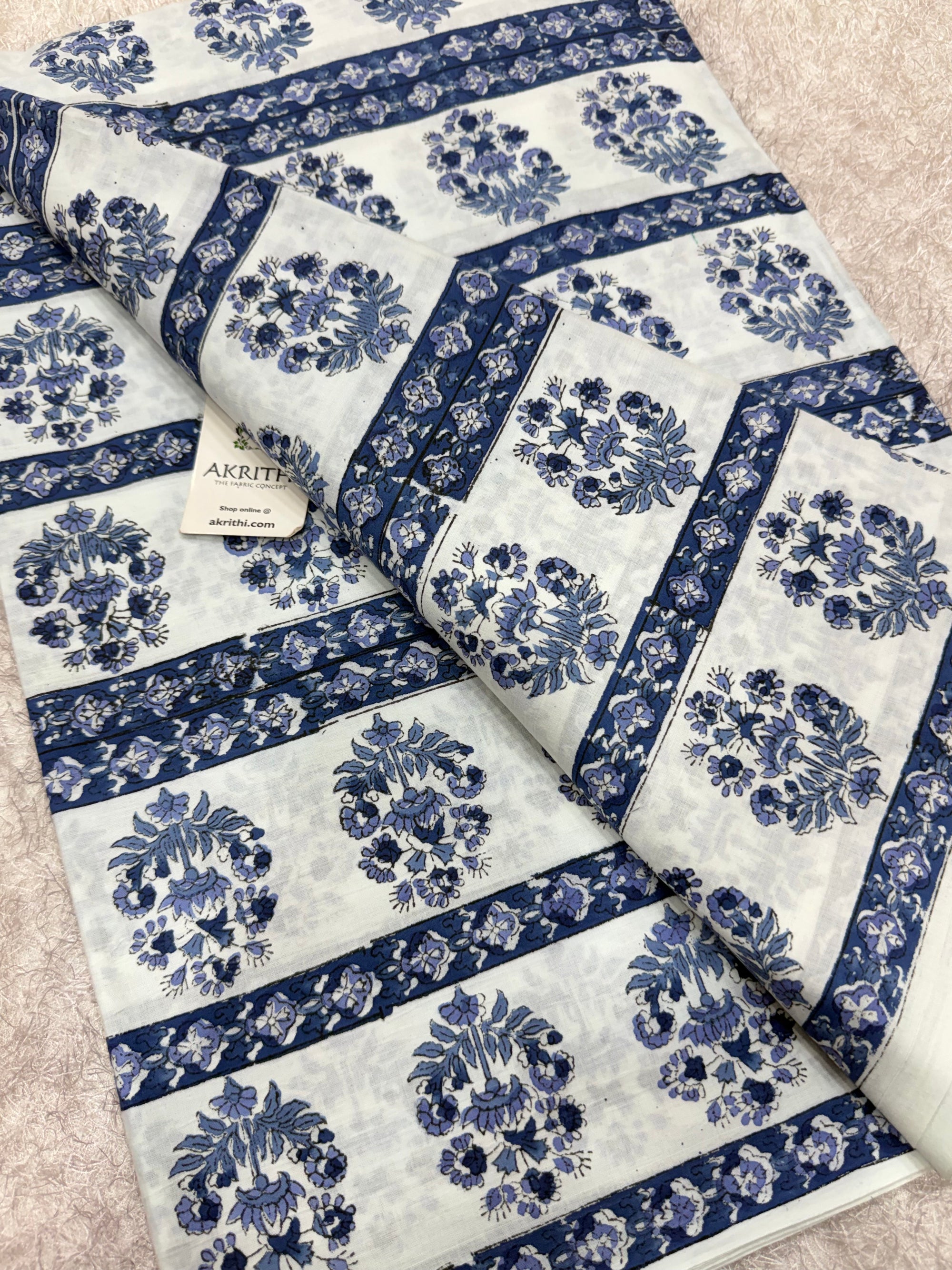 Hand block pure cotton fabric