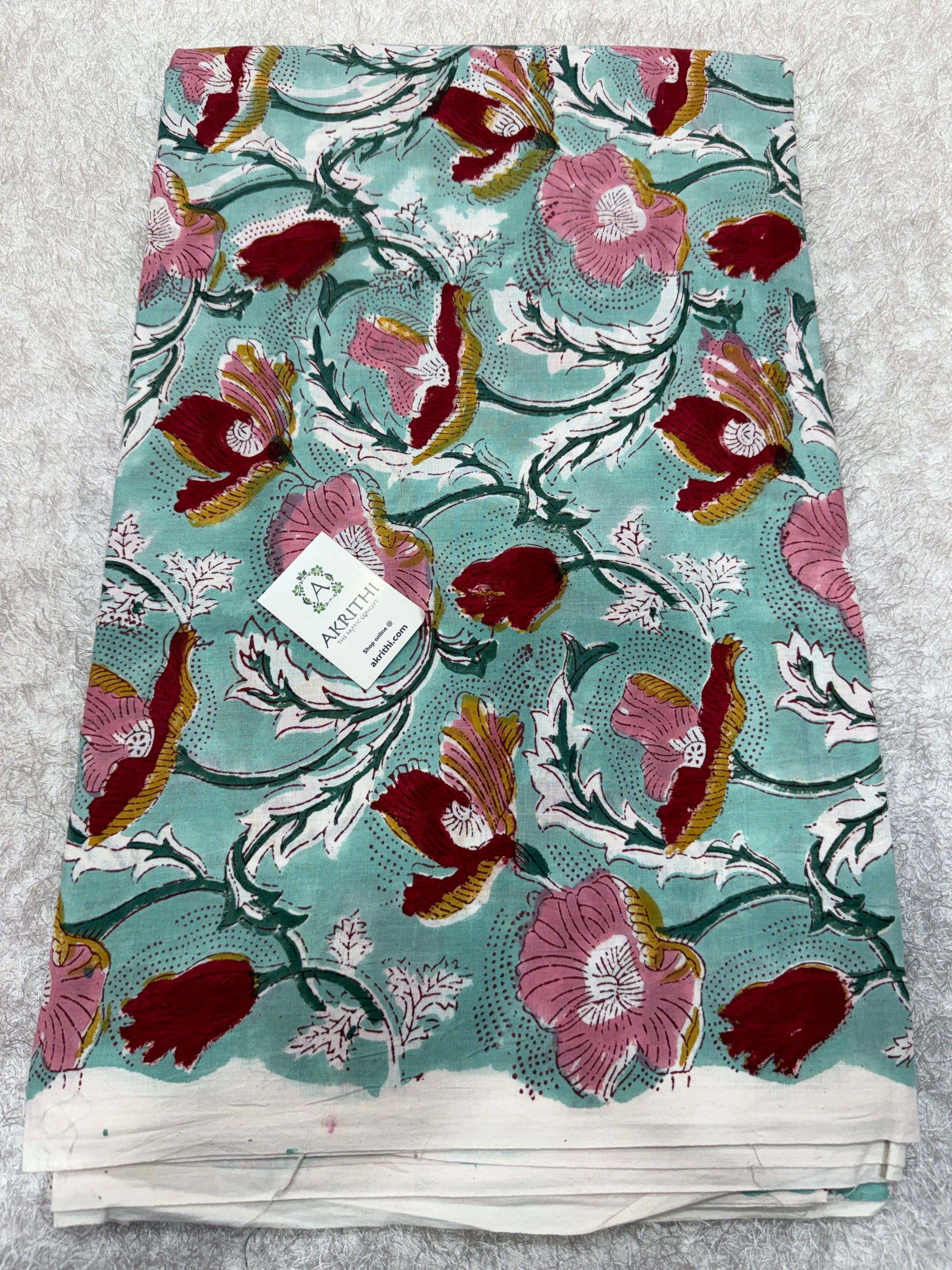 Hand block pure cotton fabric