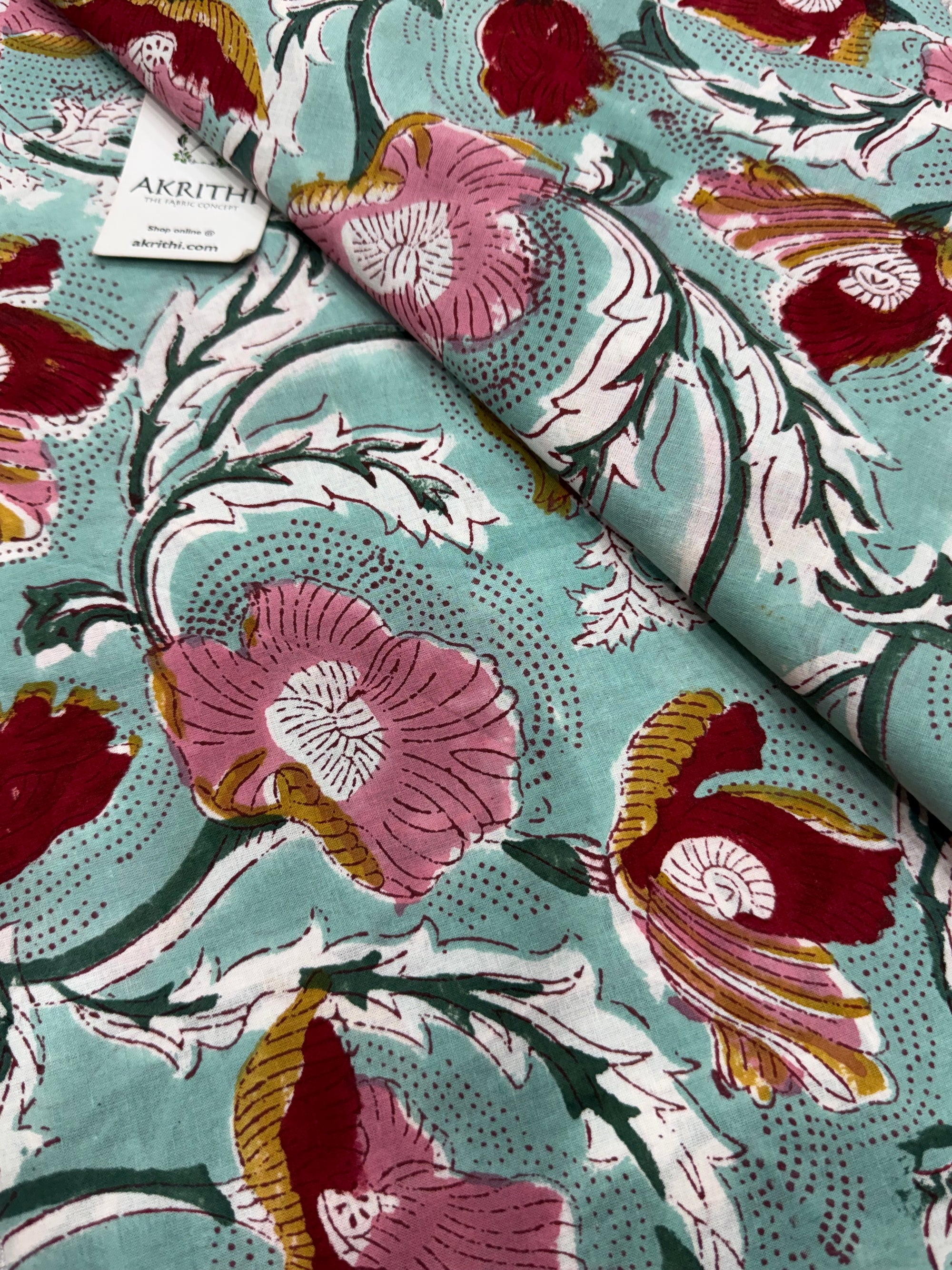 Hand block pure cotton fabric