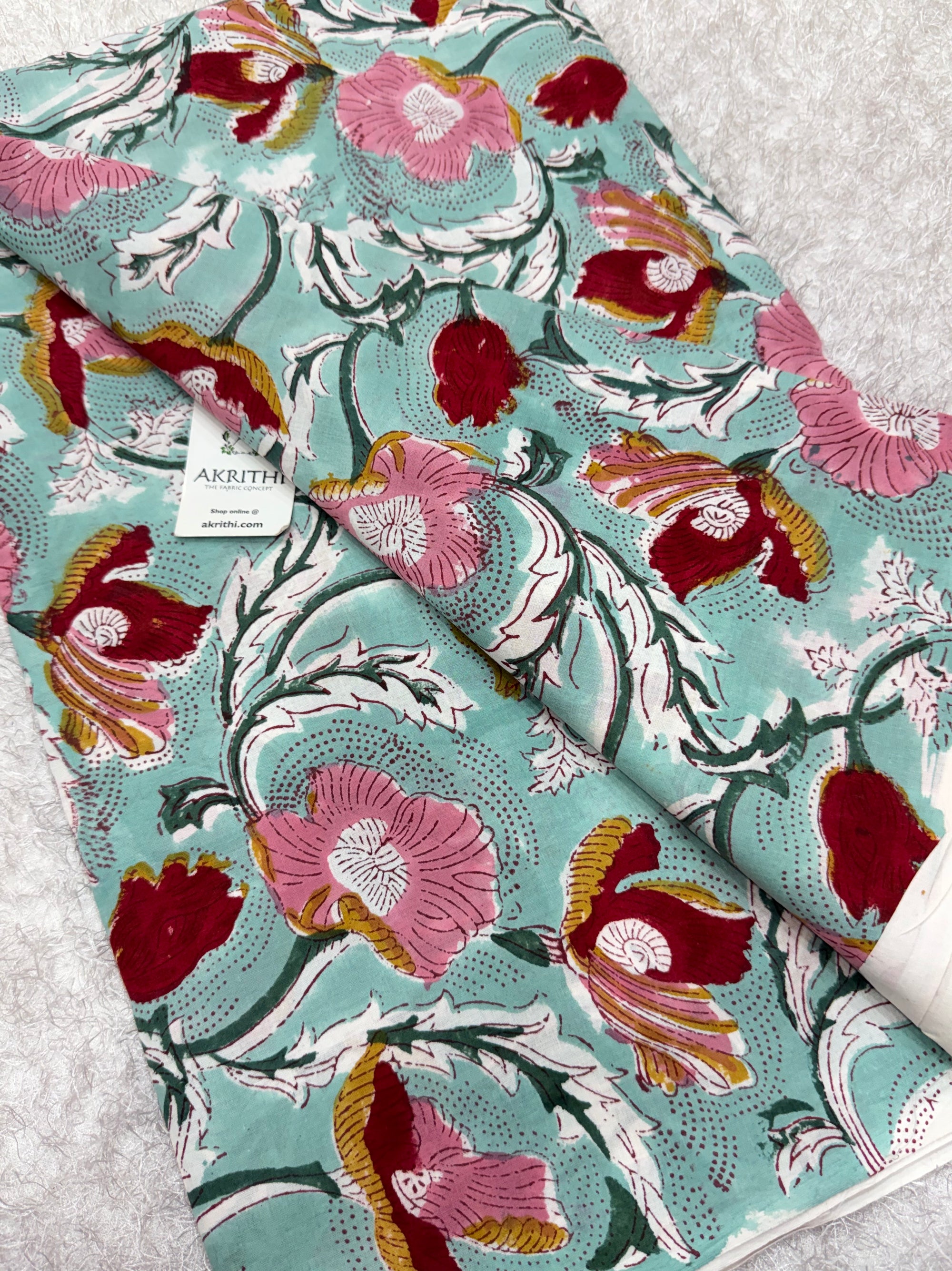 Hand block pure cotton fabric