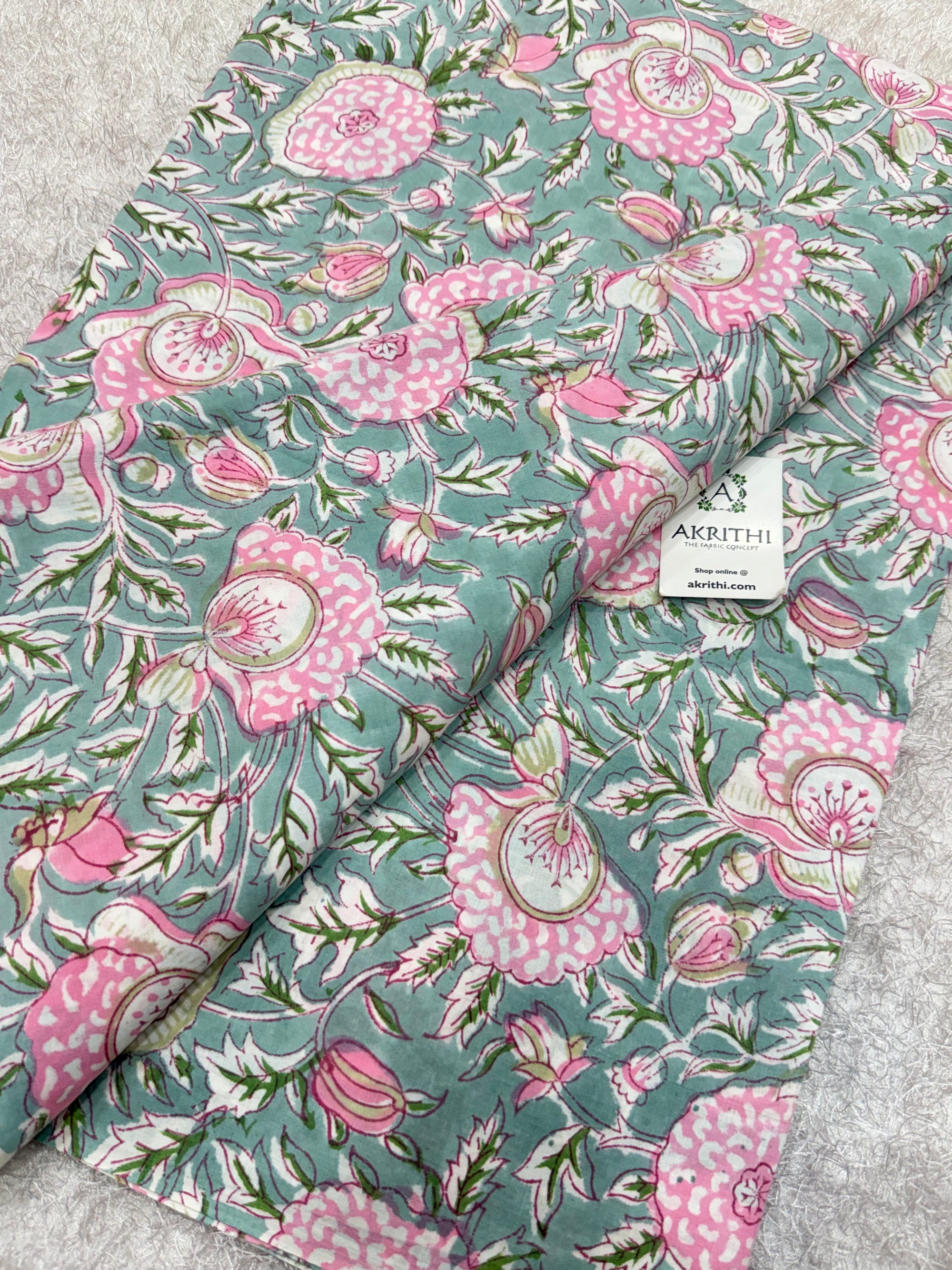 Hand block pure cotton fabric