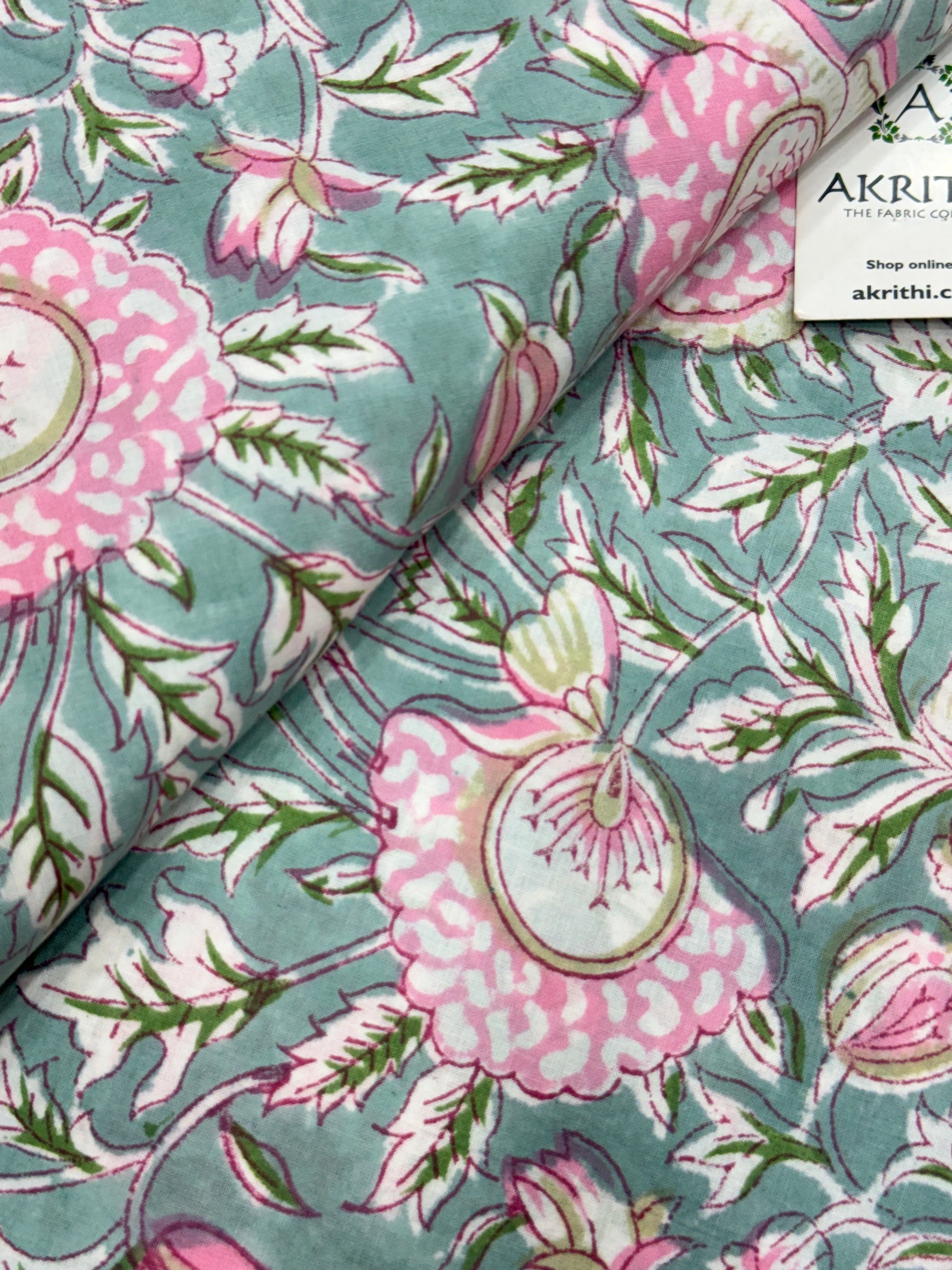 Hand block pure cotton fabric