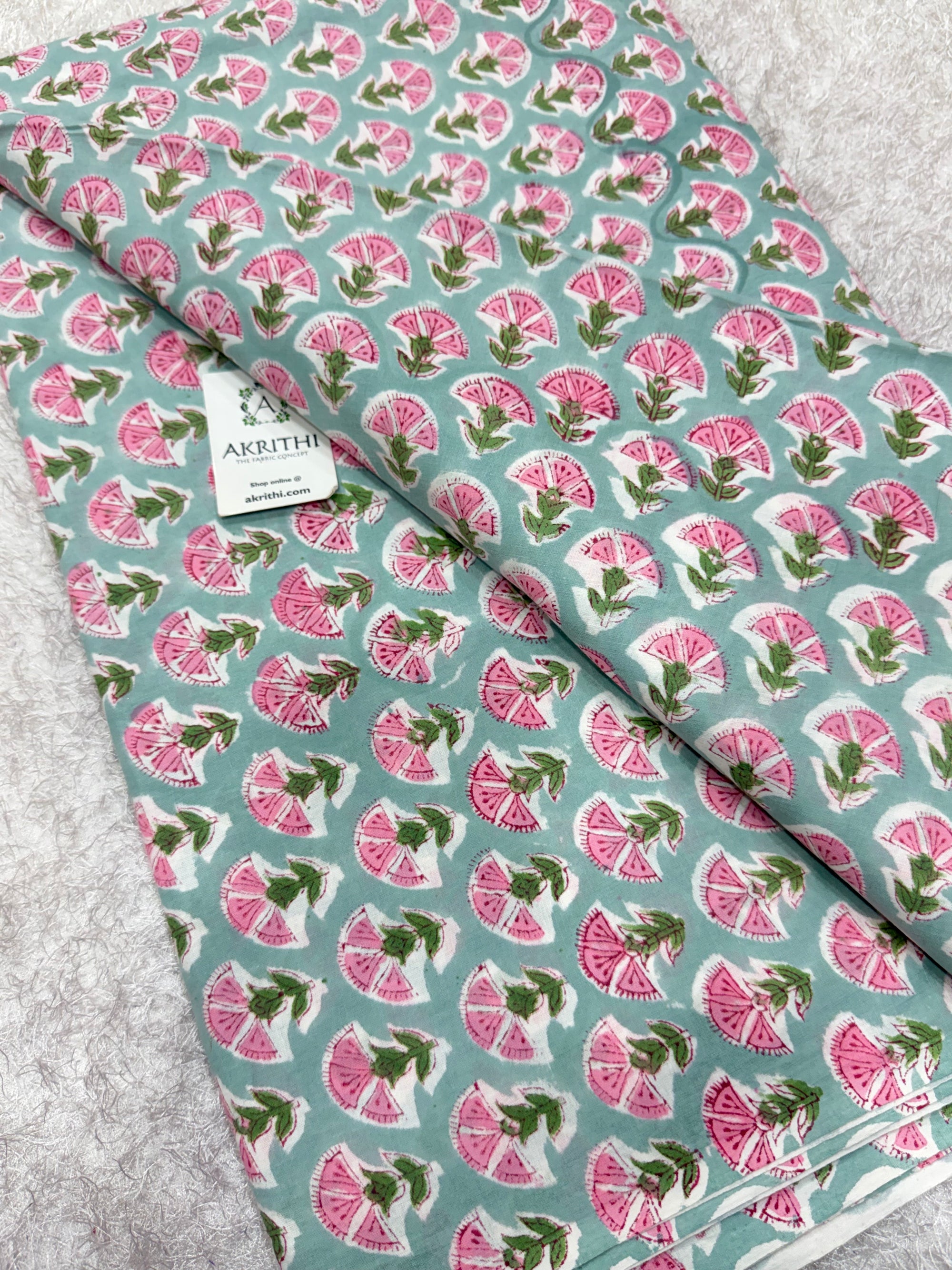 Hand block pure cotton fabric