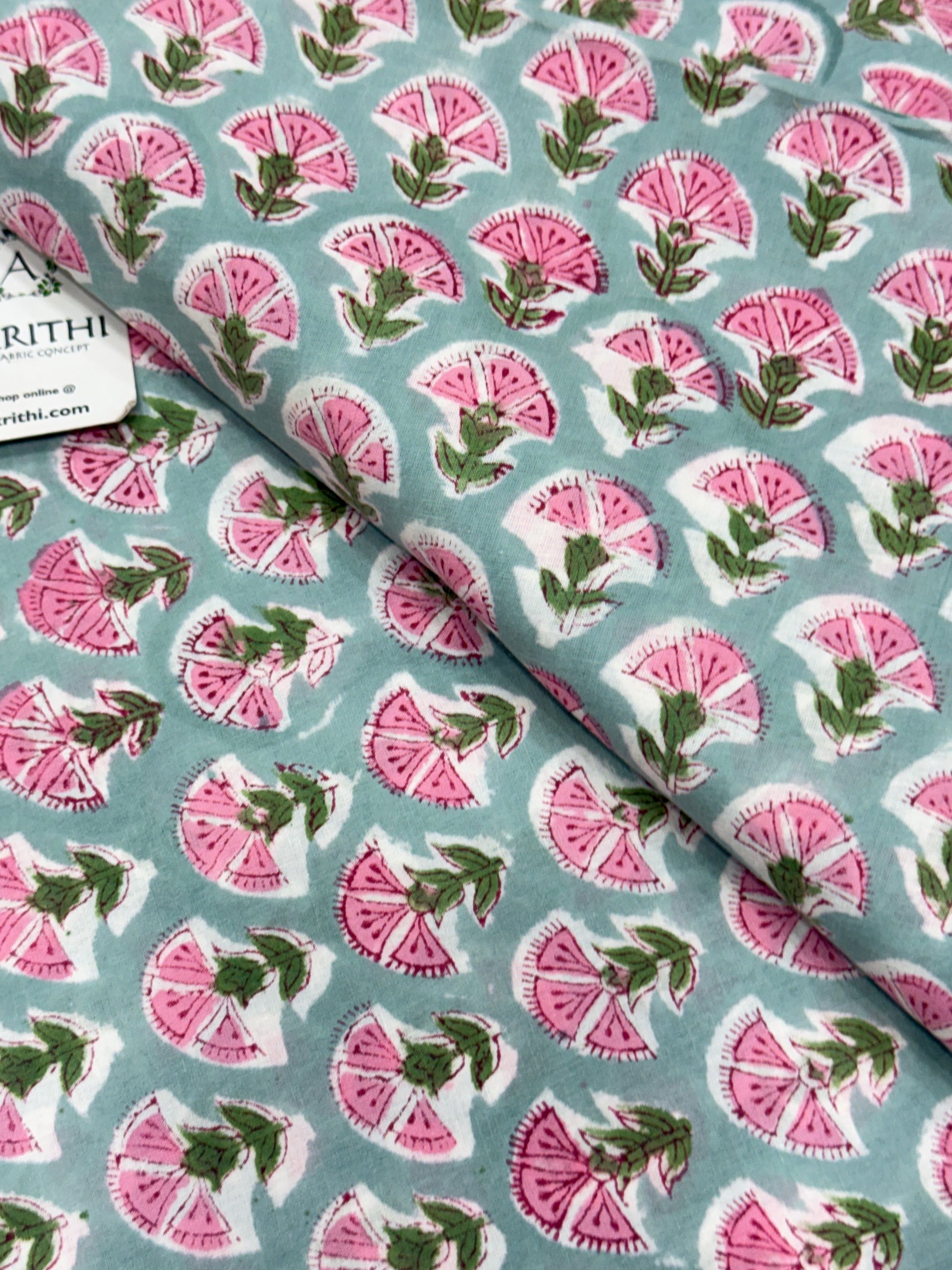 Hand block pure cotton fabric
