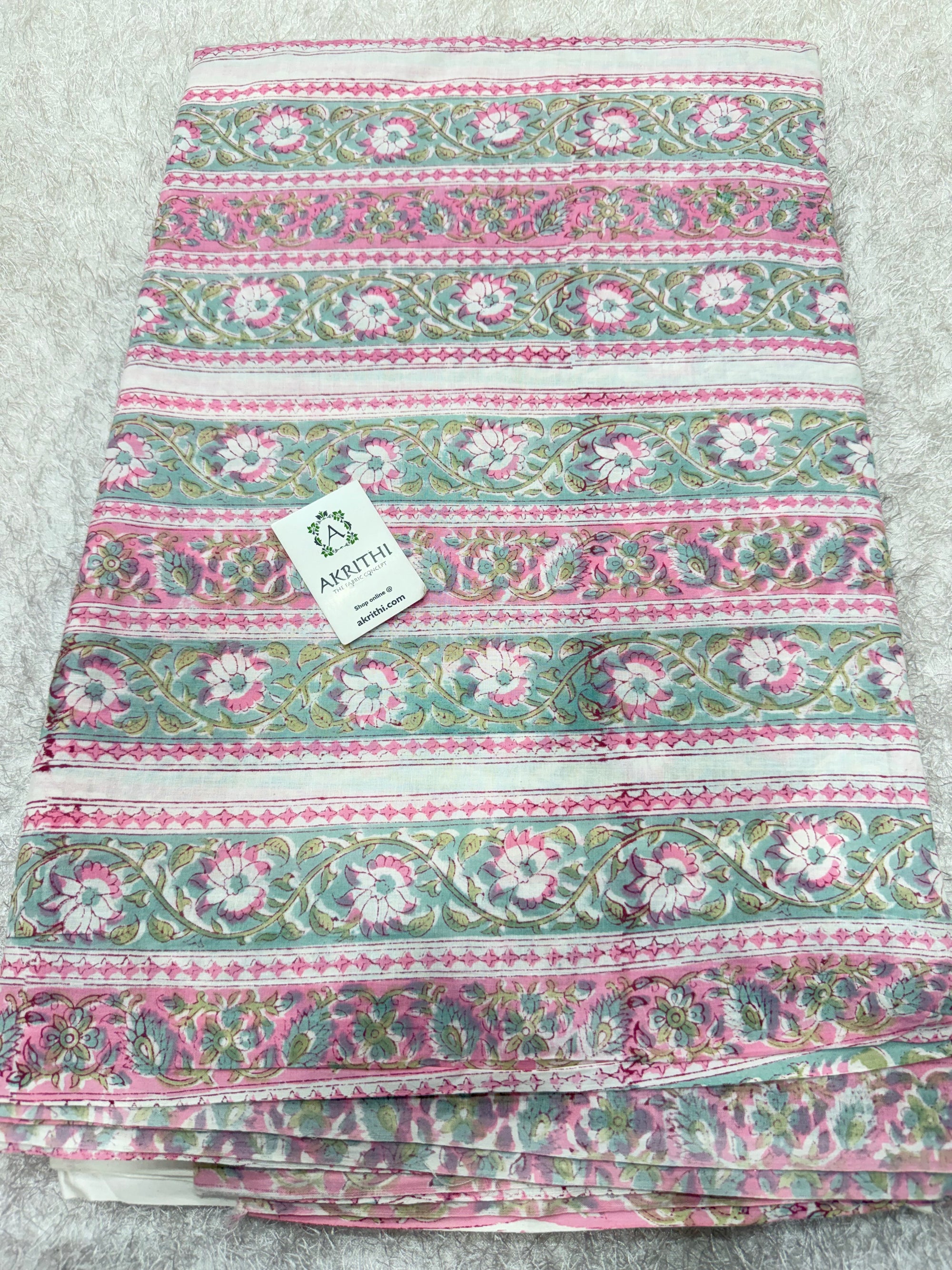 Hand block pure cotton fabric