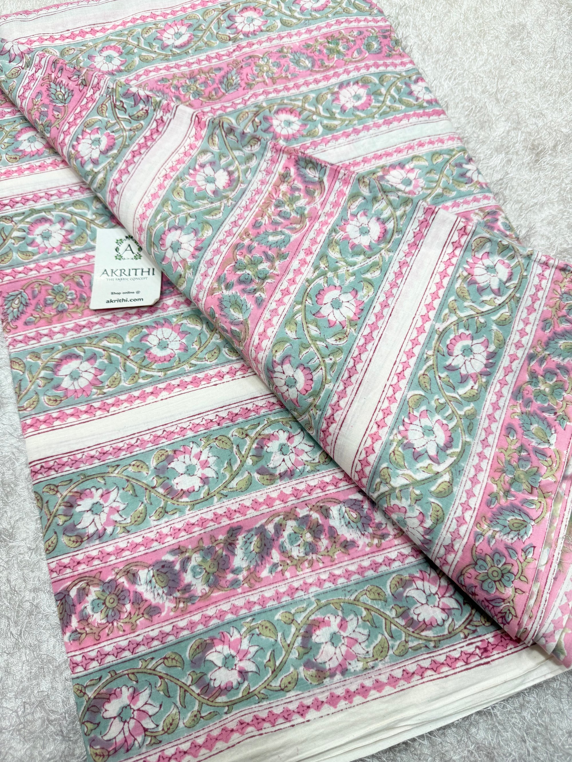 Hand block pure cotton fabric