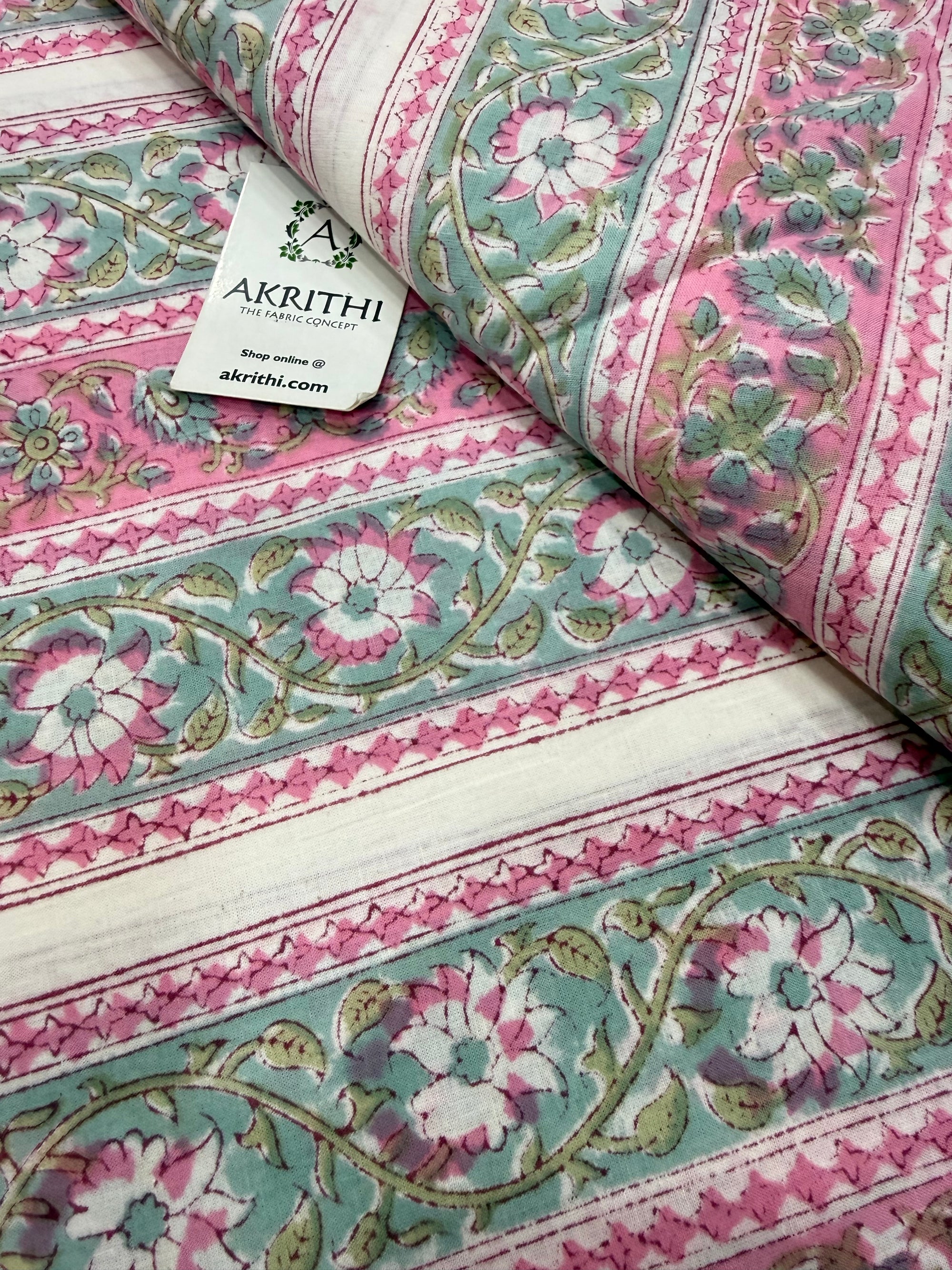Hand block pure cotton fabric