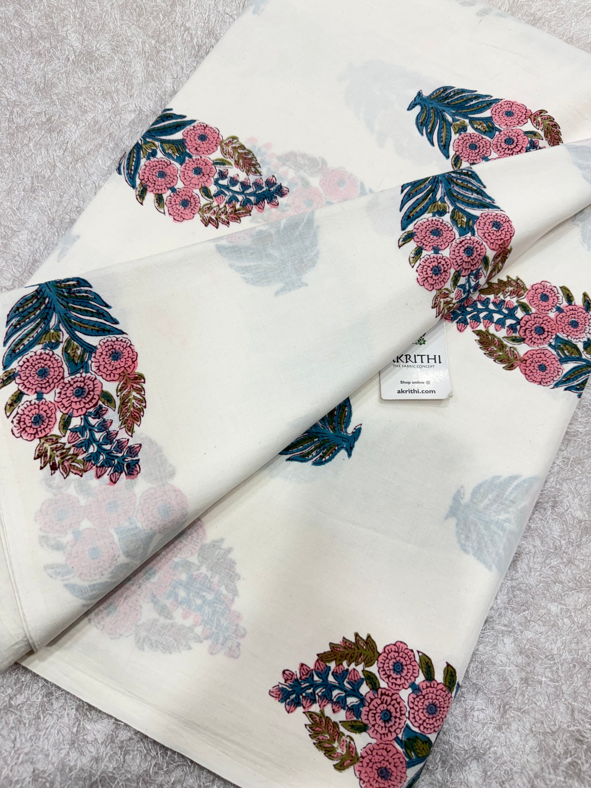 Hand block pure cotton fabric