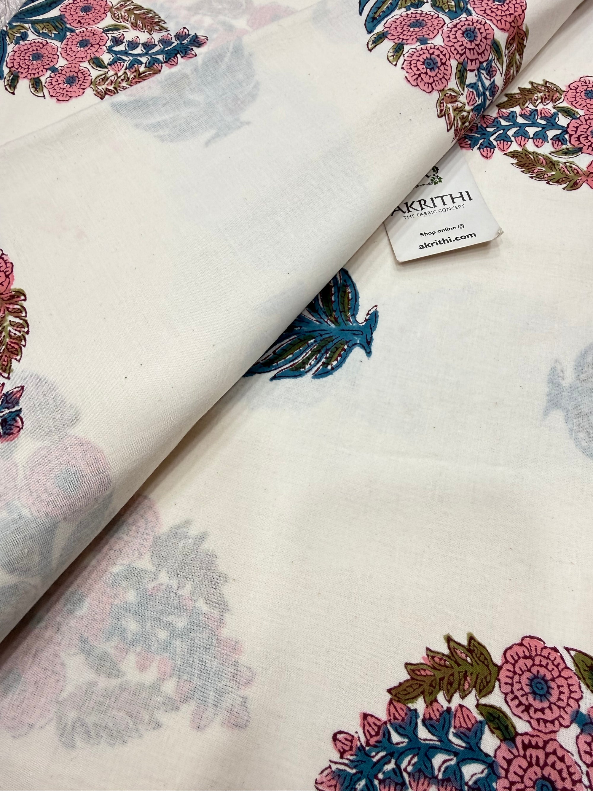 Hand block pure cotton fabric