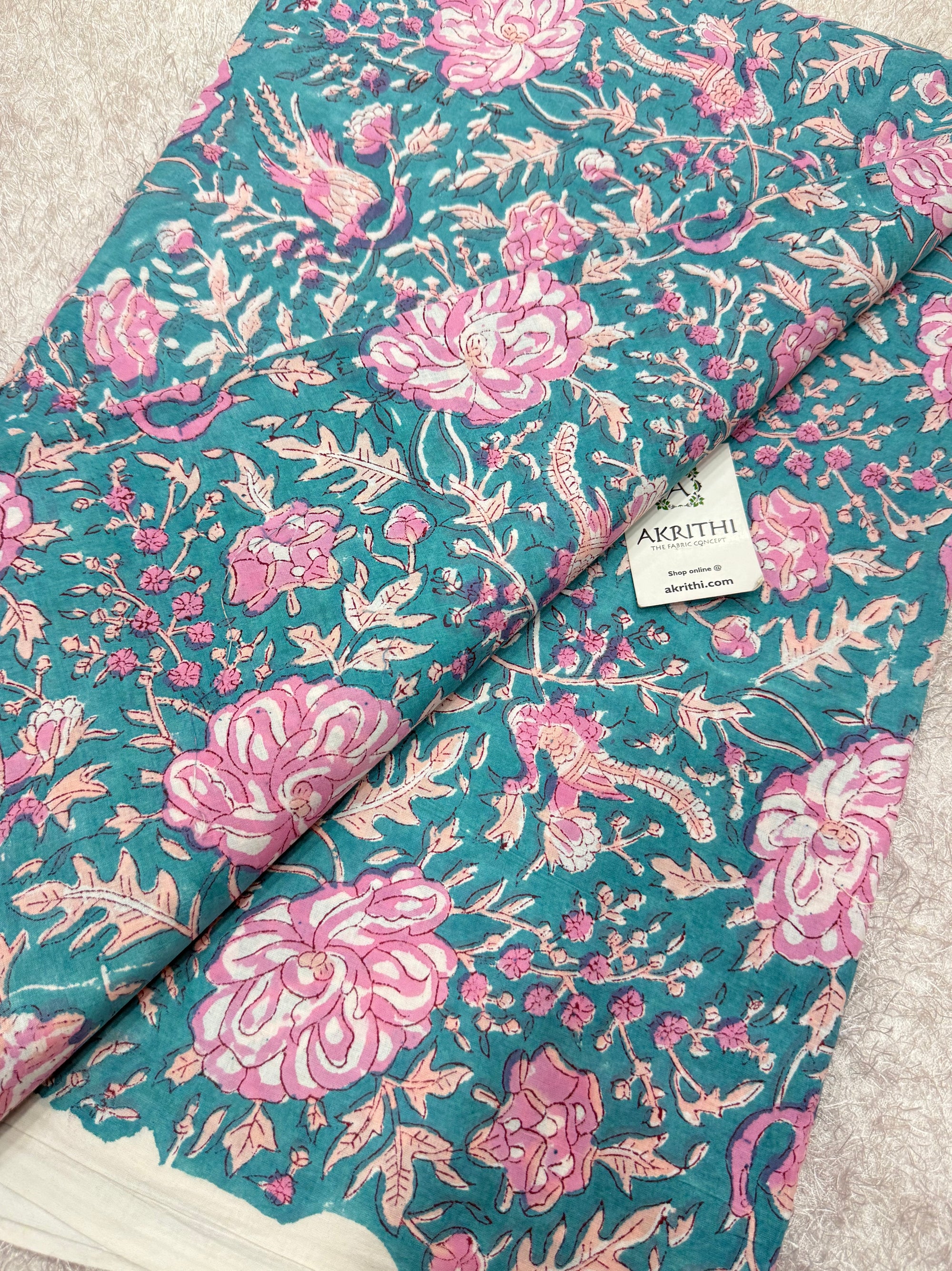 Hand block pure cotton fabric