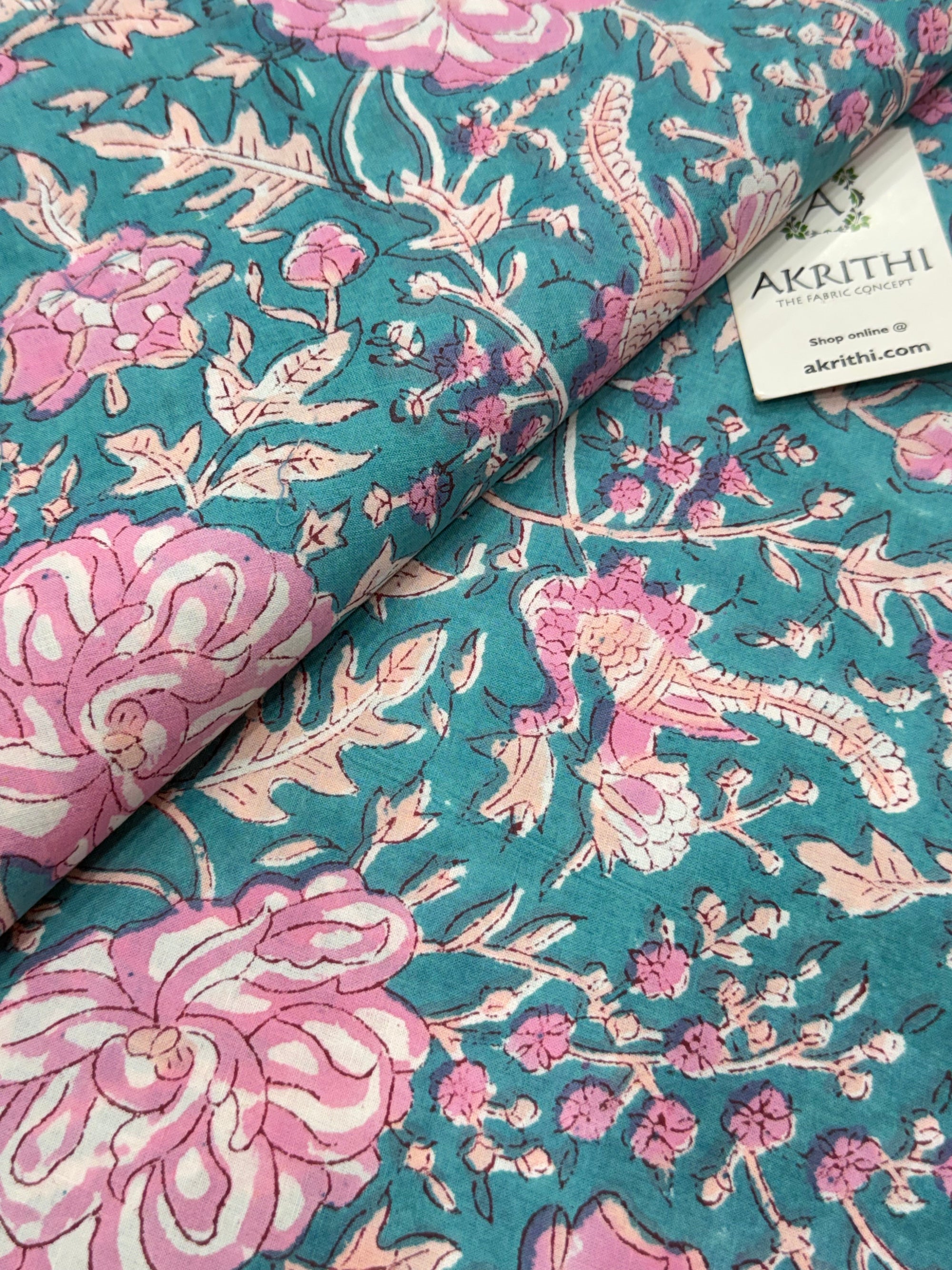 Hand block pure cotton fabric