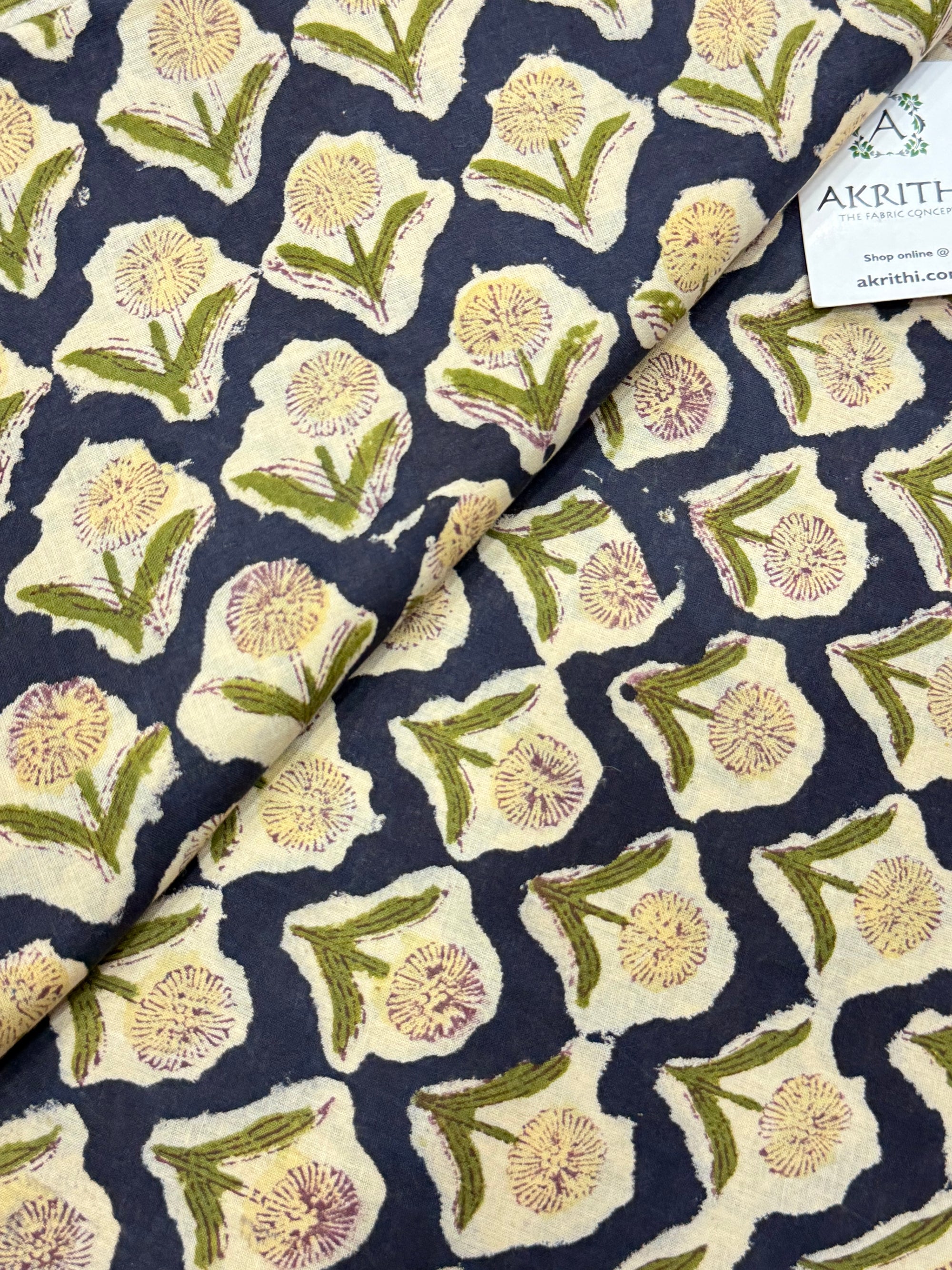 Hand block pure cotton fabric