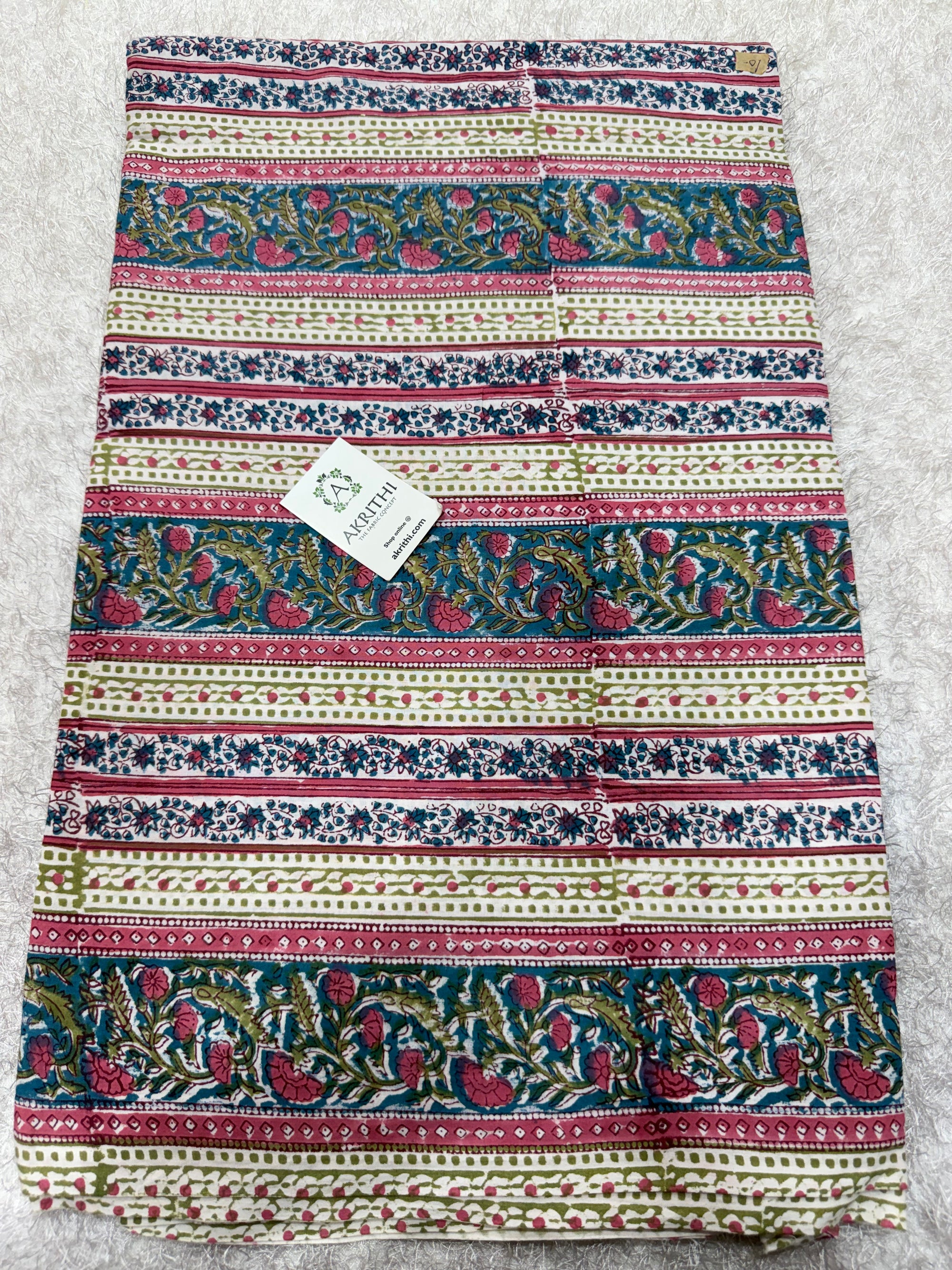 Hand block pure cotton fabric