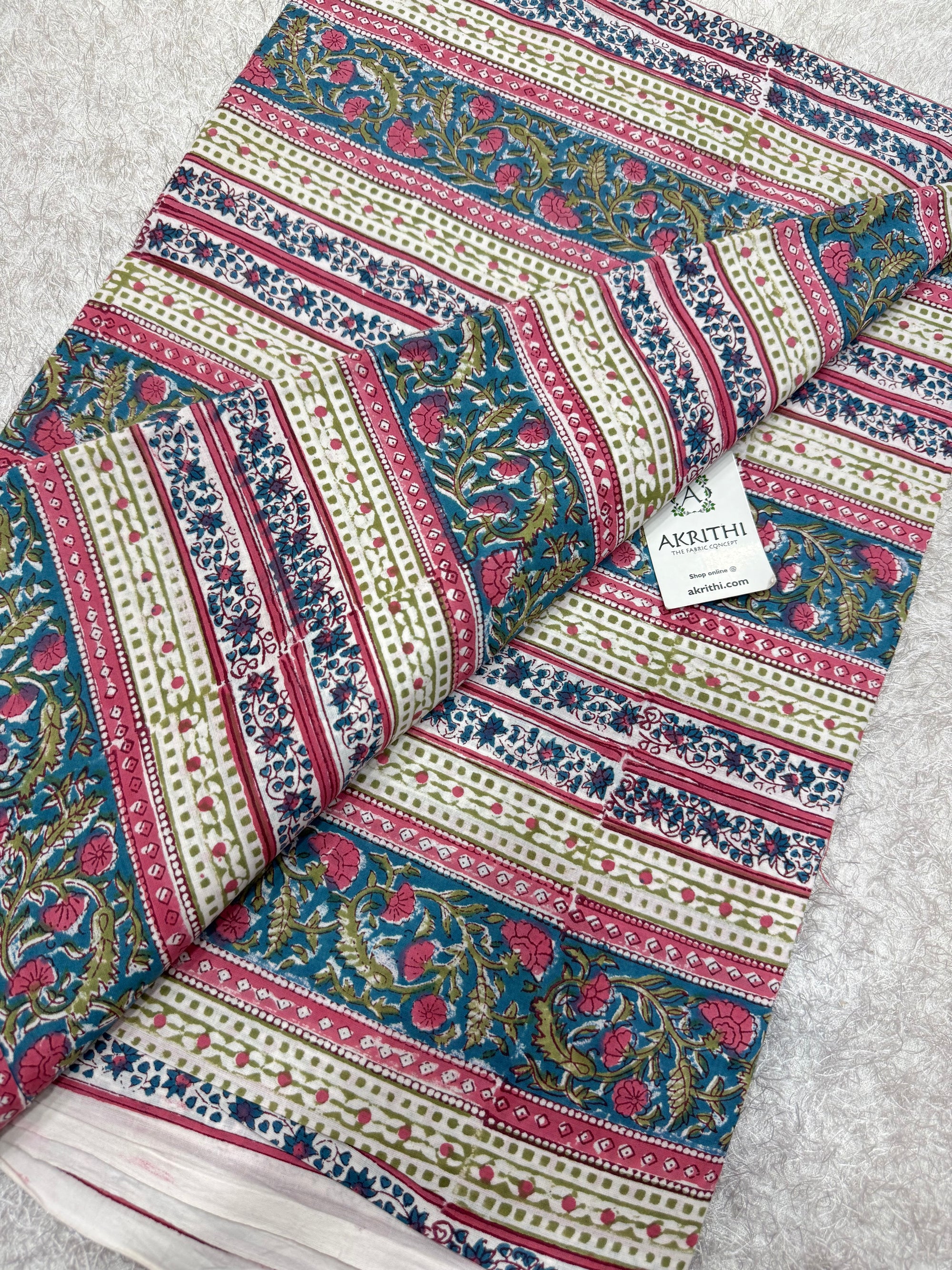 Hand block pure cotton fabric