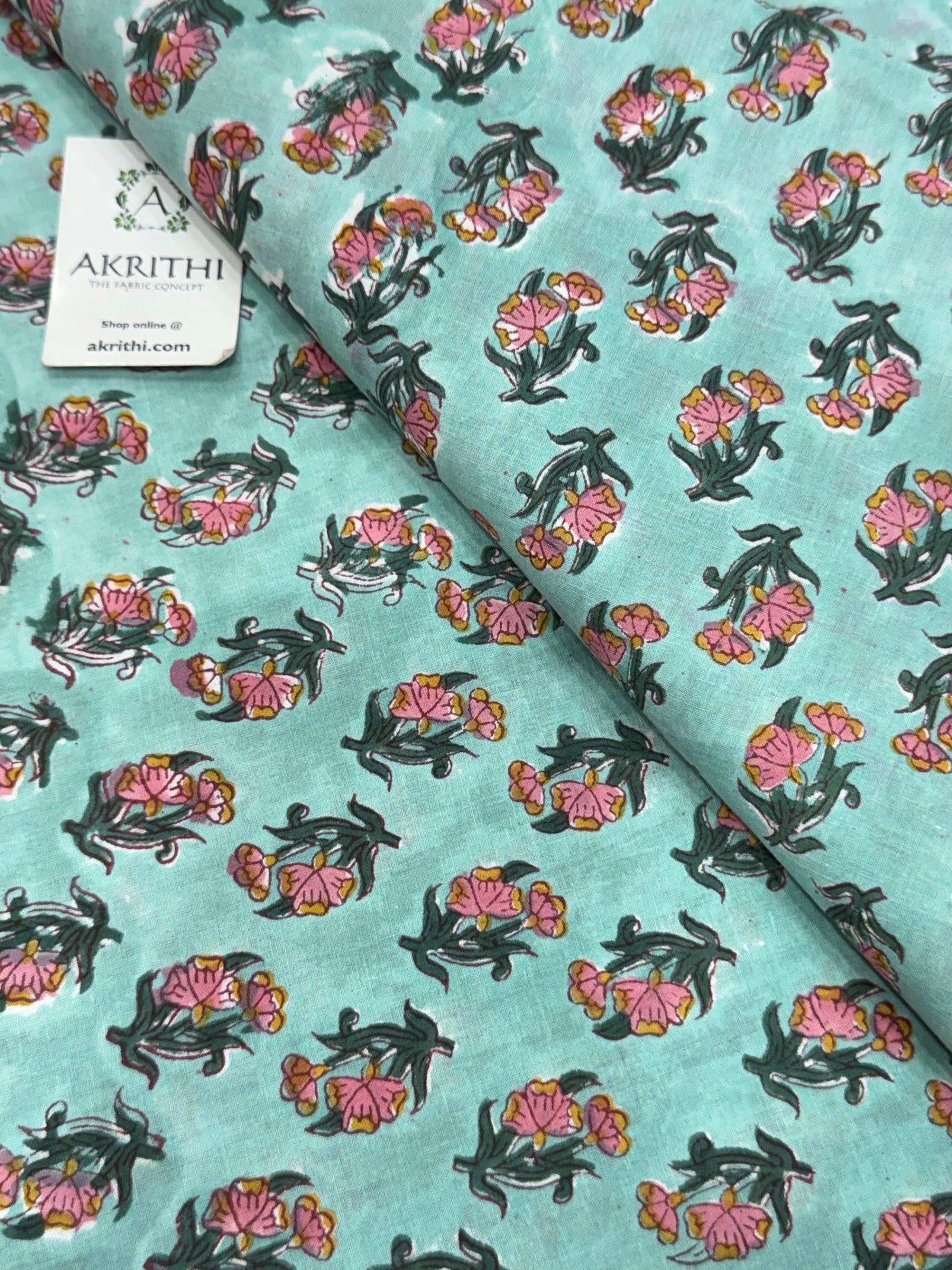 Hand block pure cotton fabric