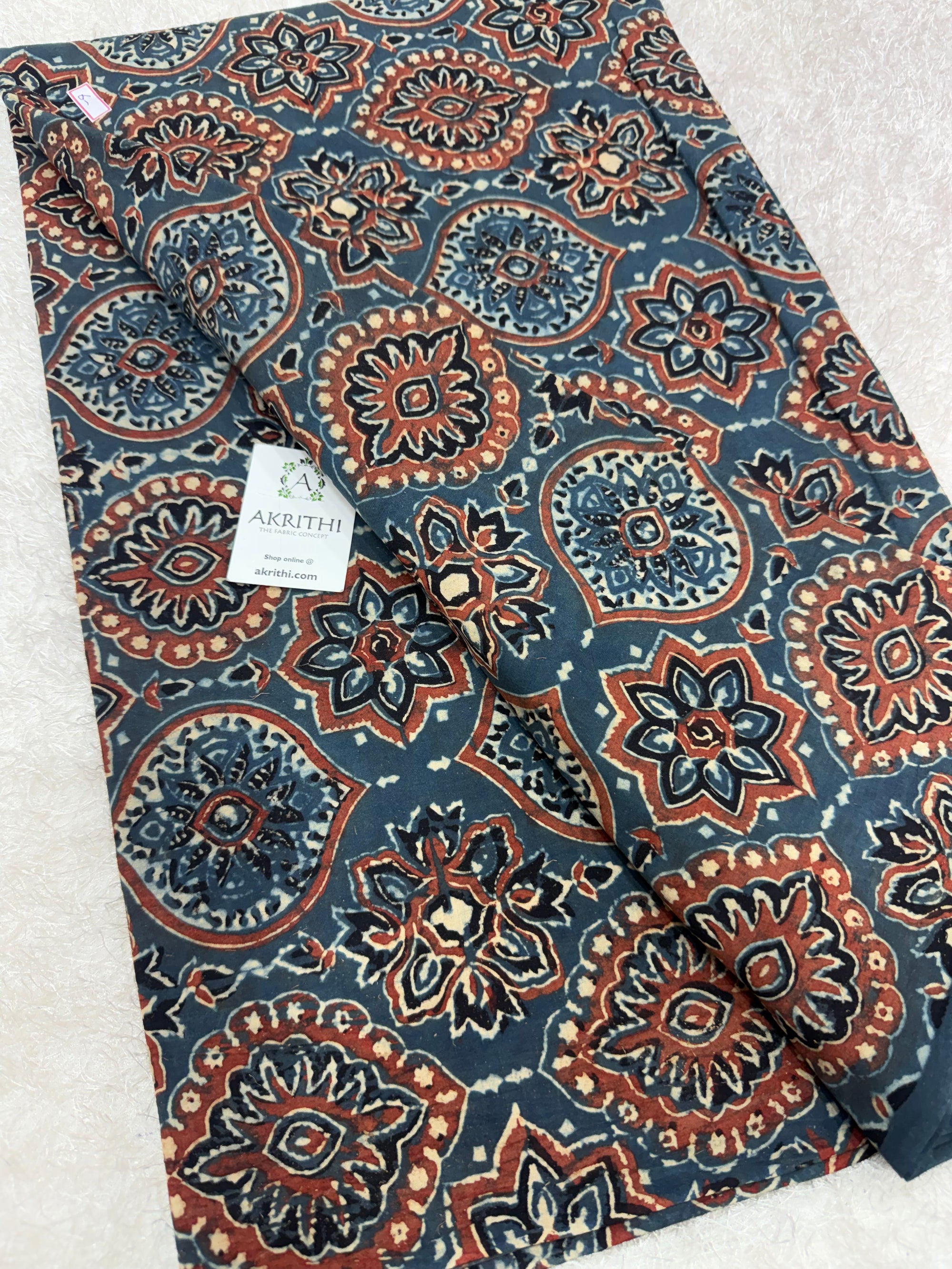 Ajrakh Hand block cotton fabric
