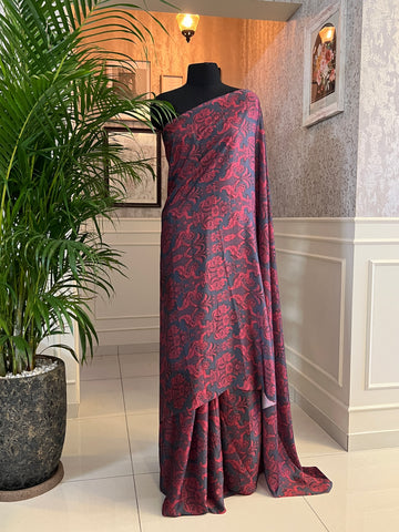 Digital printed modal satin saree