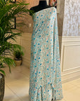 Digital printed modal satin saree